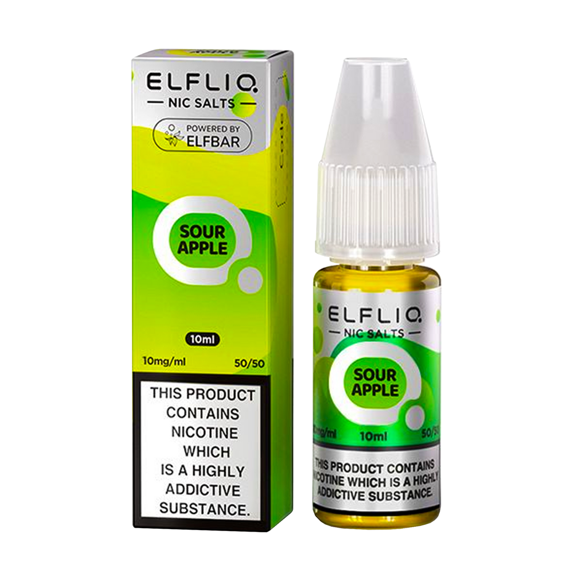Elfliq: The Official Elf Bar Liquid - Sour Apple 10ml E-Liquid Nicotine Salt