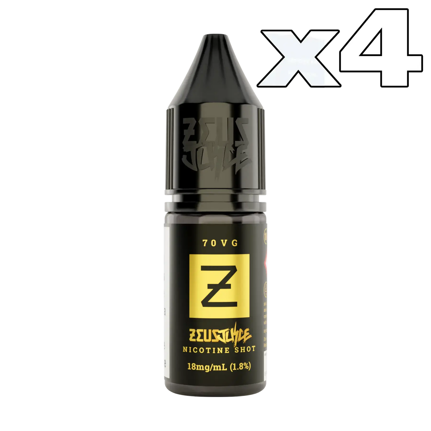 4x Zeus Juice 70vg / 30pg Nicotine Shot