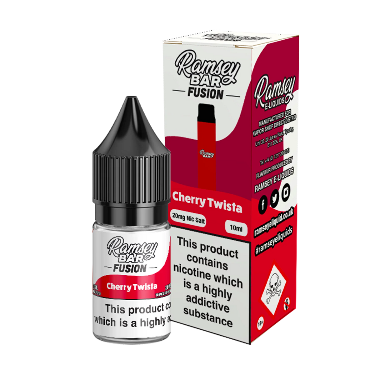 Ramsey Bar Fusion - Cherry Twista 10ml E Liquid Nicotine Salt