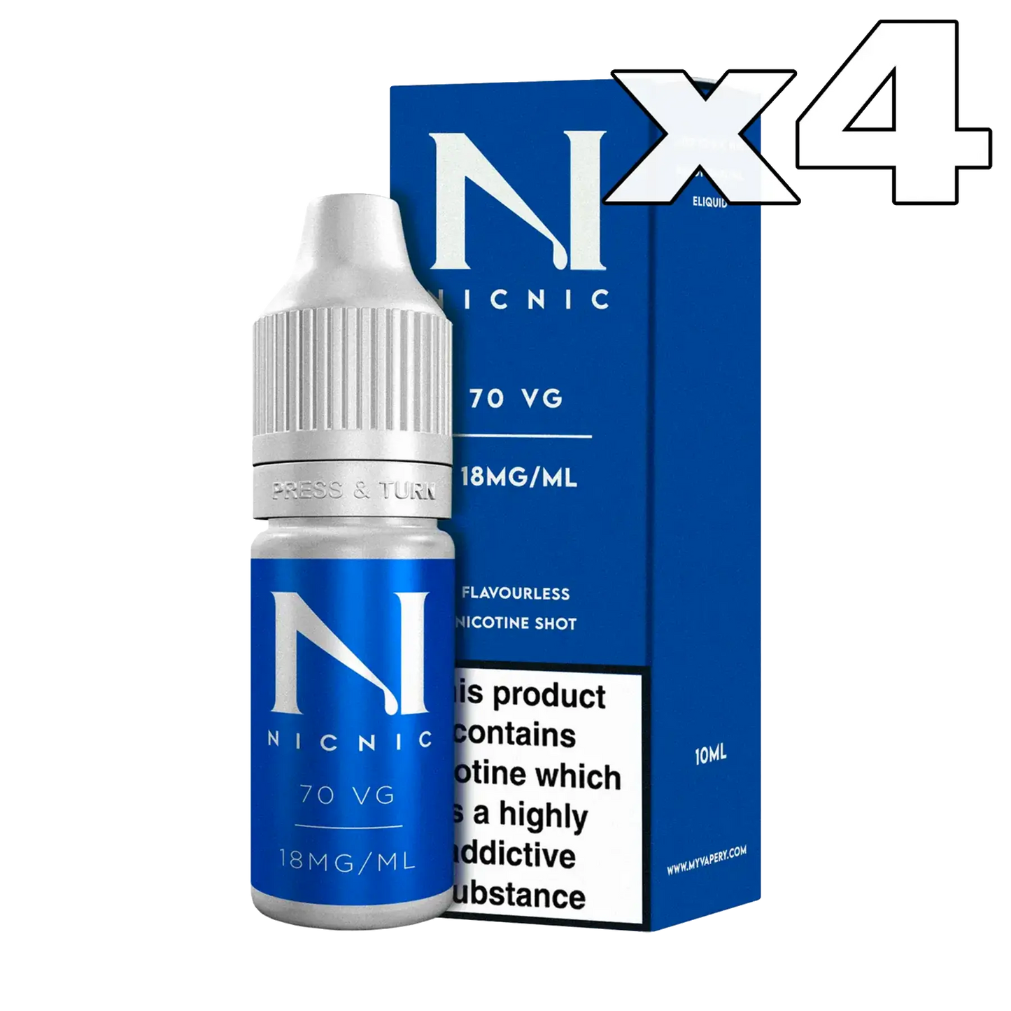 4x Nic Nic 10ml 18mg 70/30 Nicotine Shot