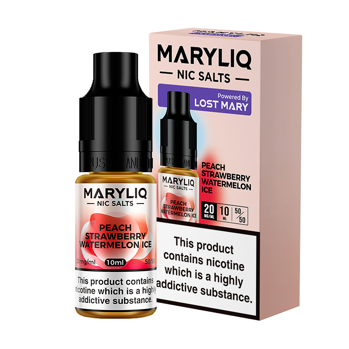 Maryliq - Peach Strawberry Watermelon Ice 10ml E Liquid Nicotine Salt
