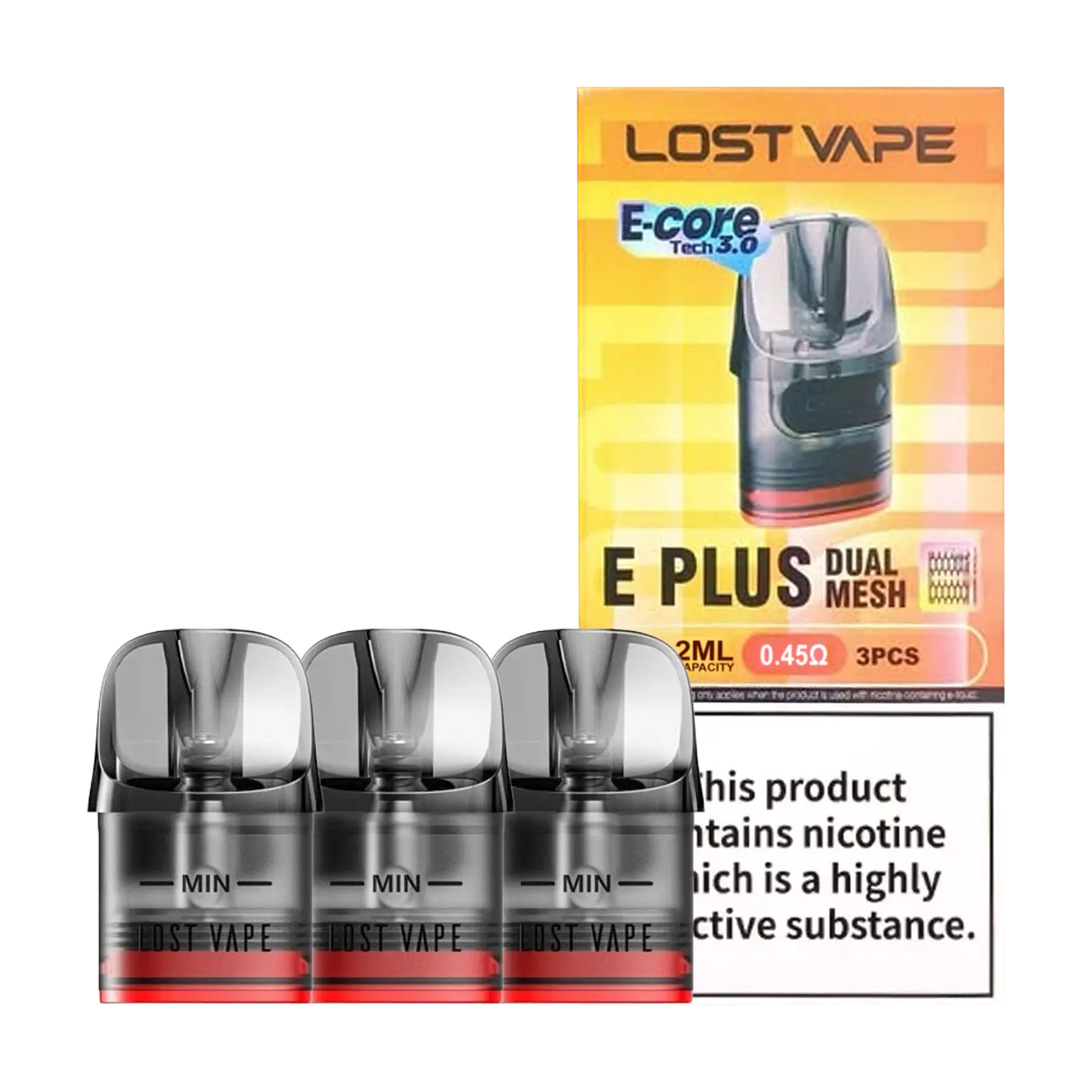 Lost Vape E-Plus Dual Mesh Replacement Pods - 0.45 ohm