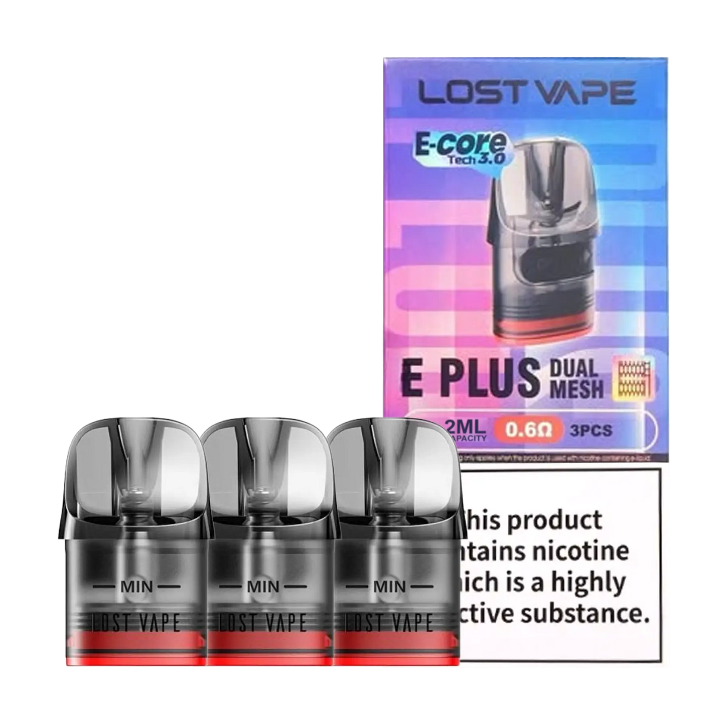 Lost Vape E-Plus Dual Mesh Replacement Pods - 0.6 ohm