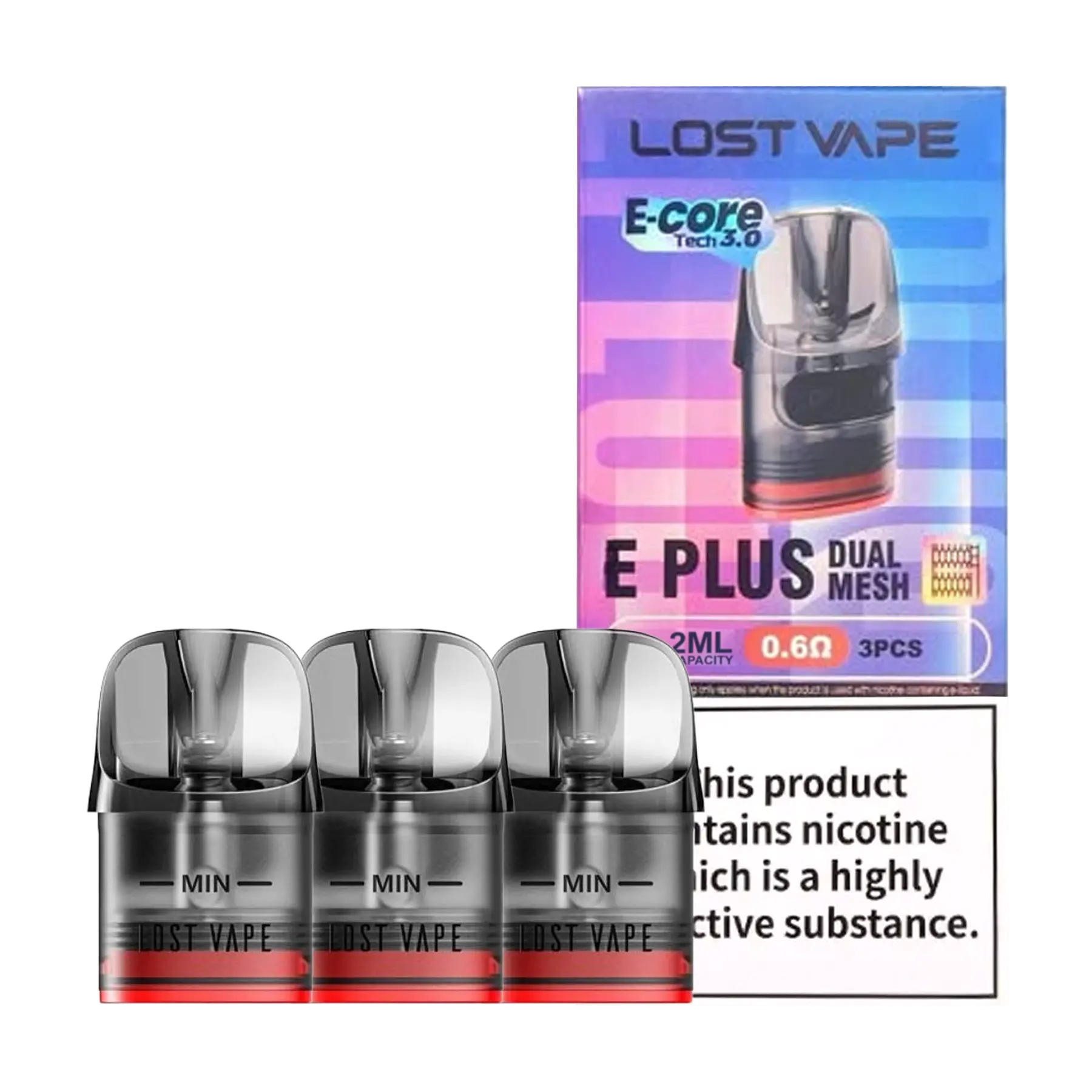 Lost Vape E-Plus Dual Mesh Replacement Pods - 0.6 ohm
