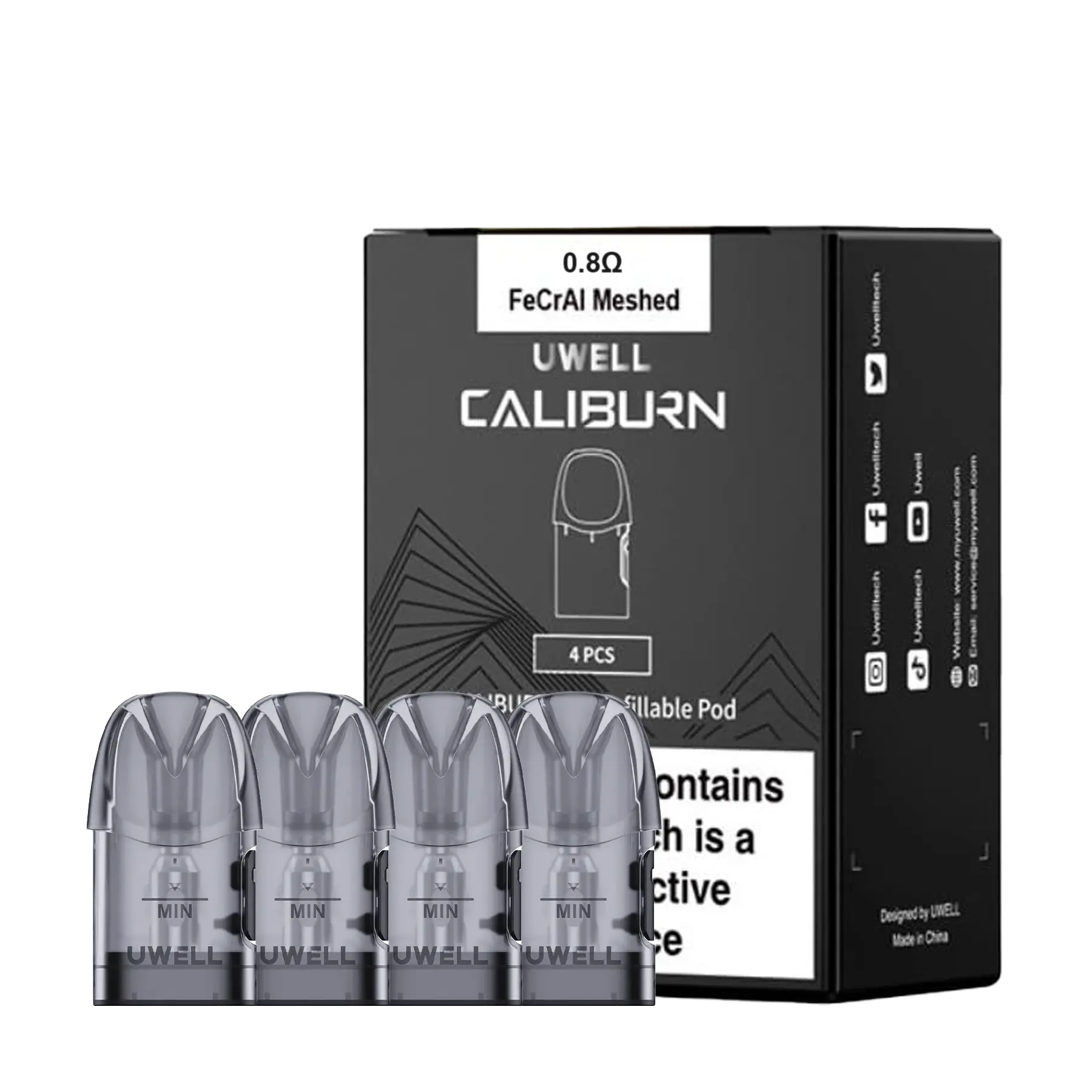 Uwell Caliburn A3S Replacement Pods - 0.8 ohm