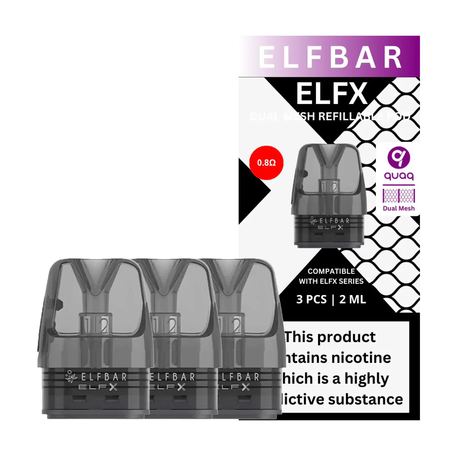 Elf Bar ELFX Replacement Pods - 0.8 ohm