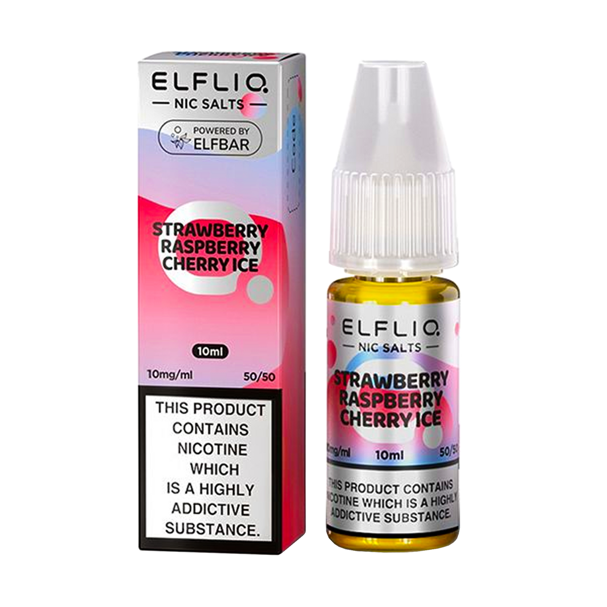 Elfliq: The Official Elf Bar Liquid - Strawberry Raspberry Cherry Ice 10ml E-Liquid Nicotine Salt