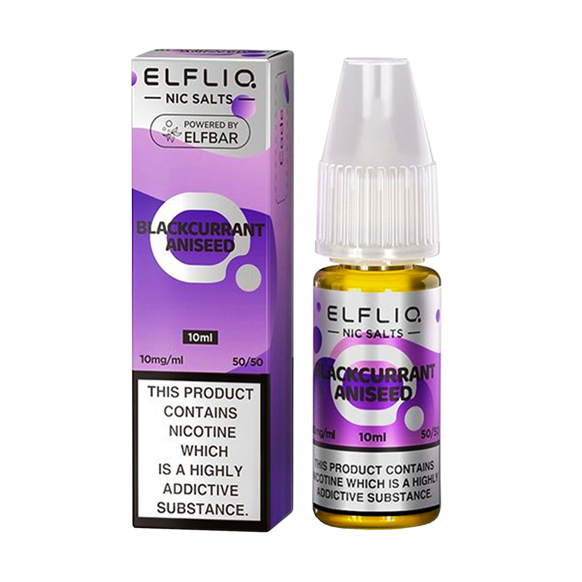 Elfliq: The Official Elf Bar Liquid - Blackcurrant Aniseed 10ml E-Liquid Nicotine Salt