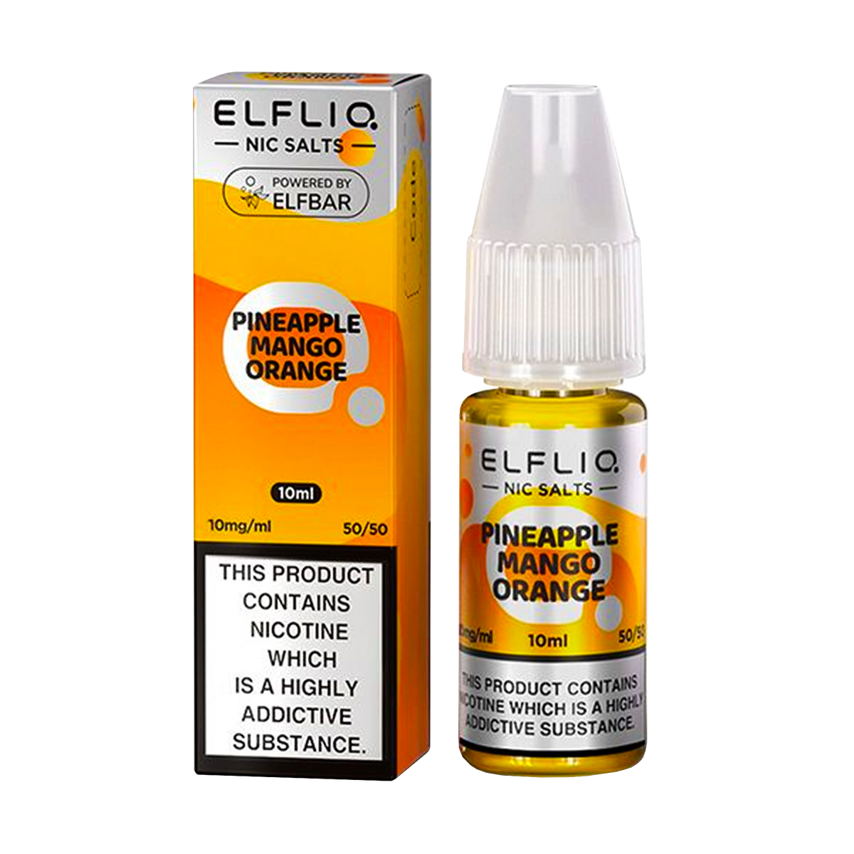 Elfliq: The Official Elf Bar Liquid - Pineapple Mango Orange 10ml E-Liquid Nicotine Salt