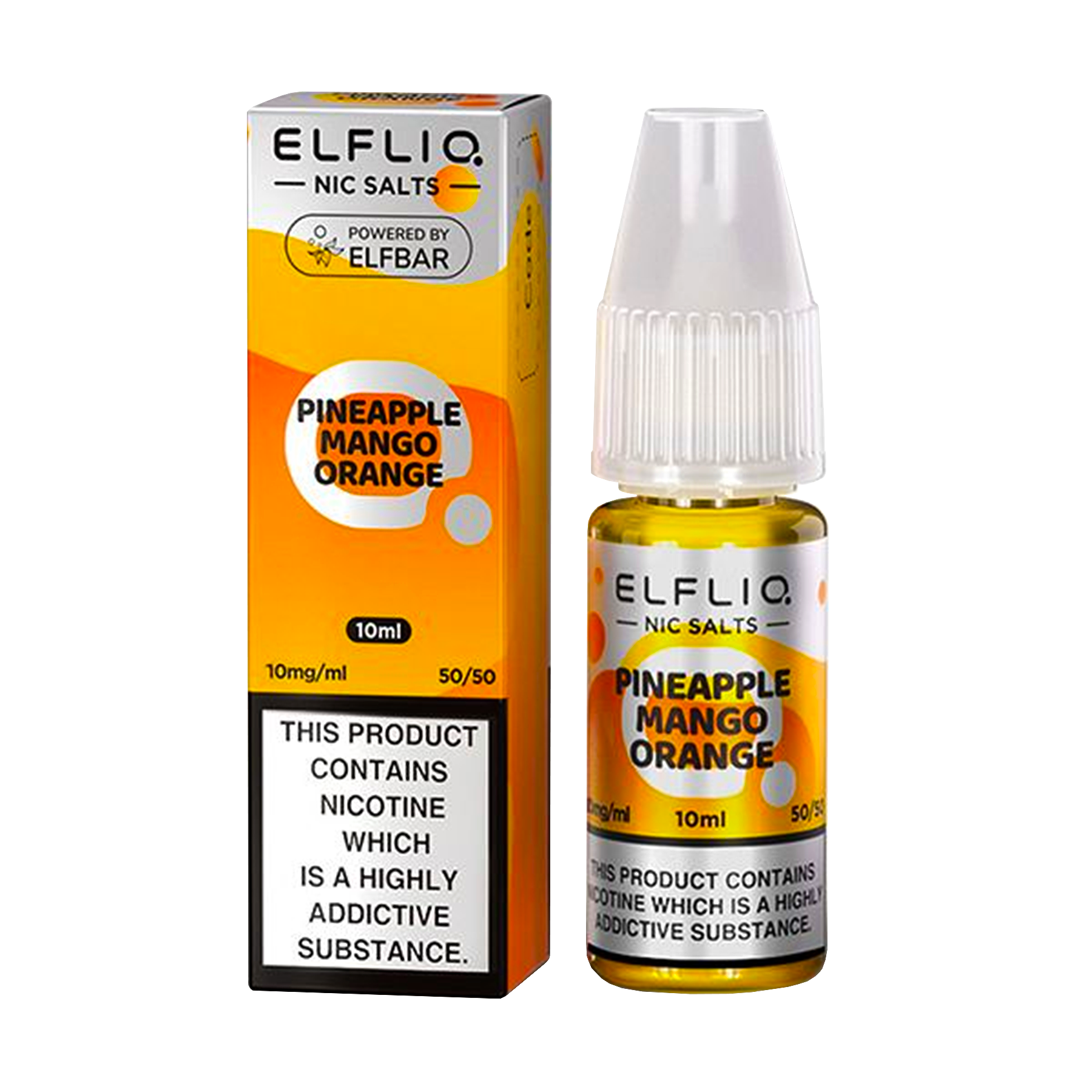 Elfliq: The Official Elf Bar Liquid - Pineapple Mango Orange 10ml E-Liquid Nicotine Salt