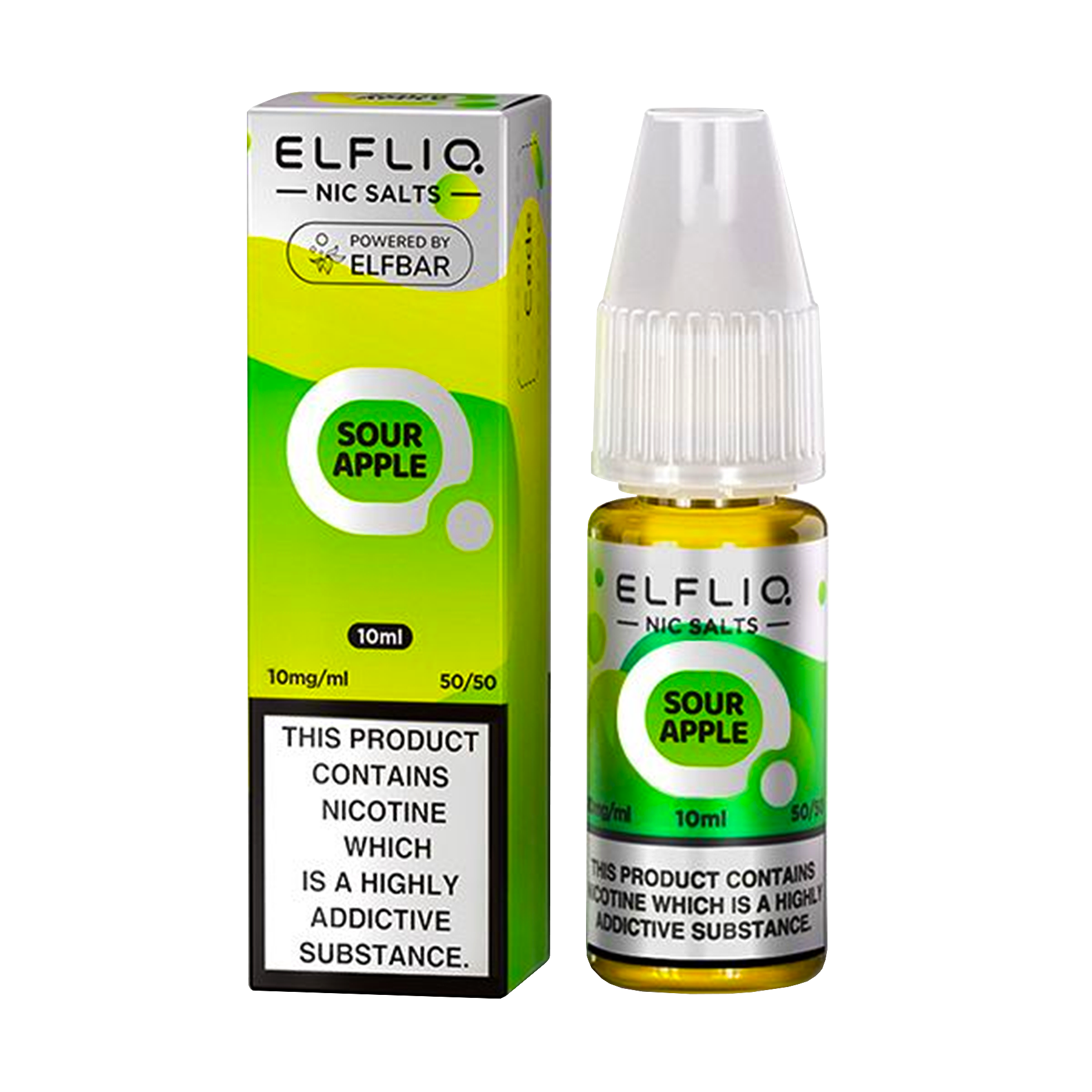 Elfliq: The Official Elf Bar Liquid - Sour Apple 10ml E-Liquid Nicotine Salt