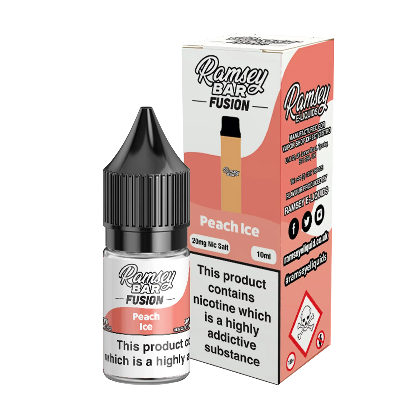 Ramsey Bar Fusion Nicotine Salt - Peach Ice
