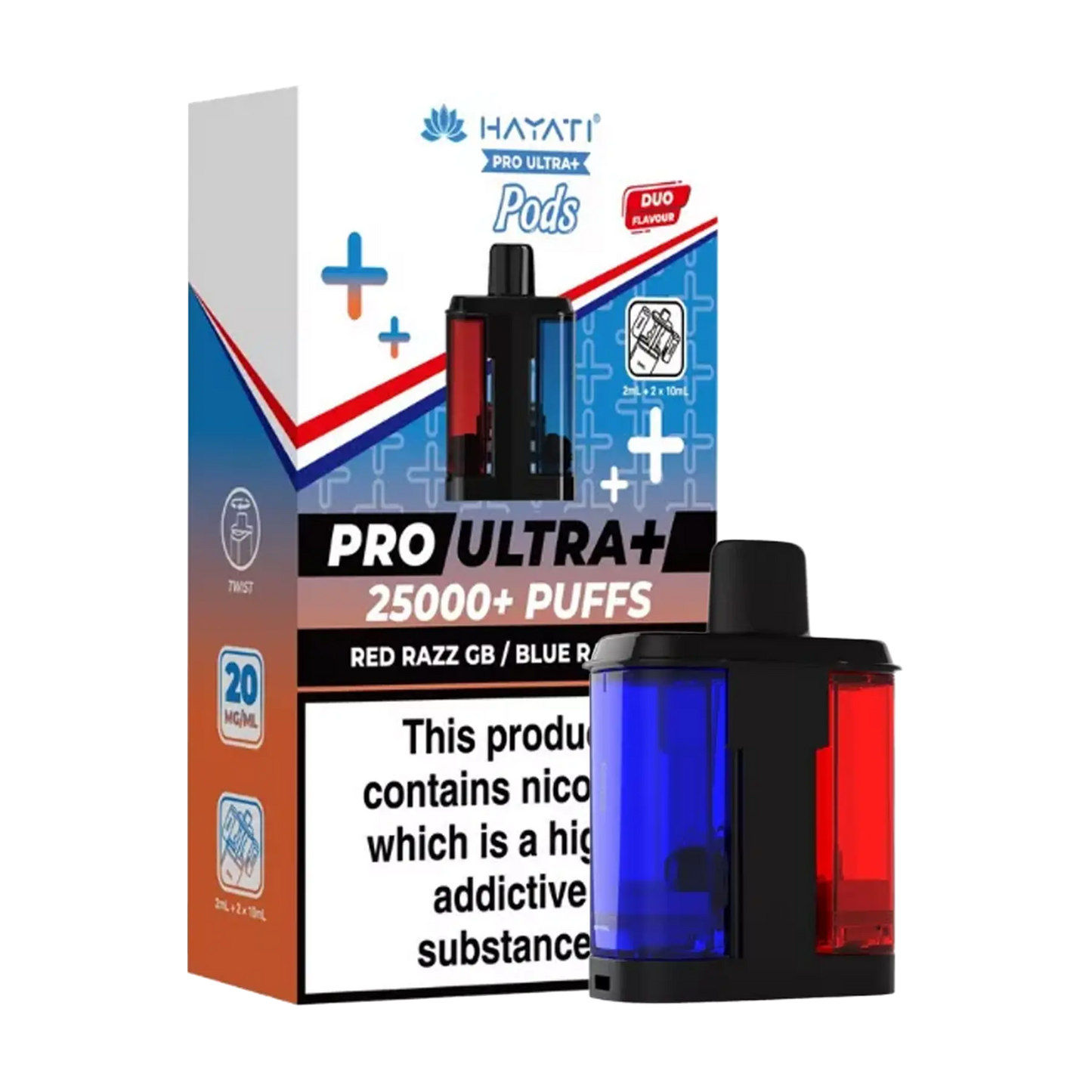 Hayati Pro Ultra 25k Replacement Pods - Red Razz GB Blue Razz