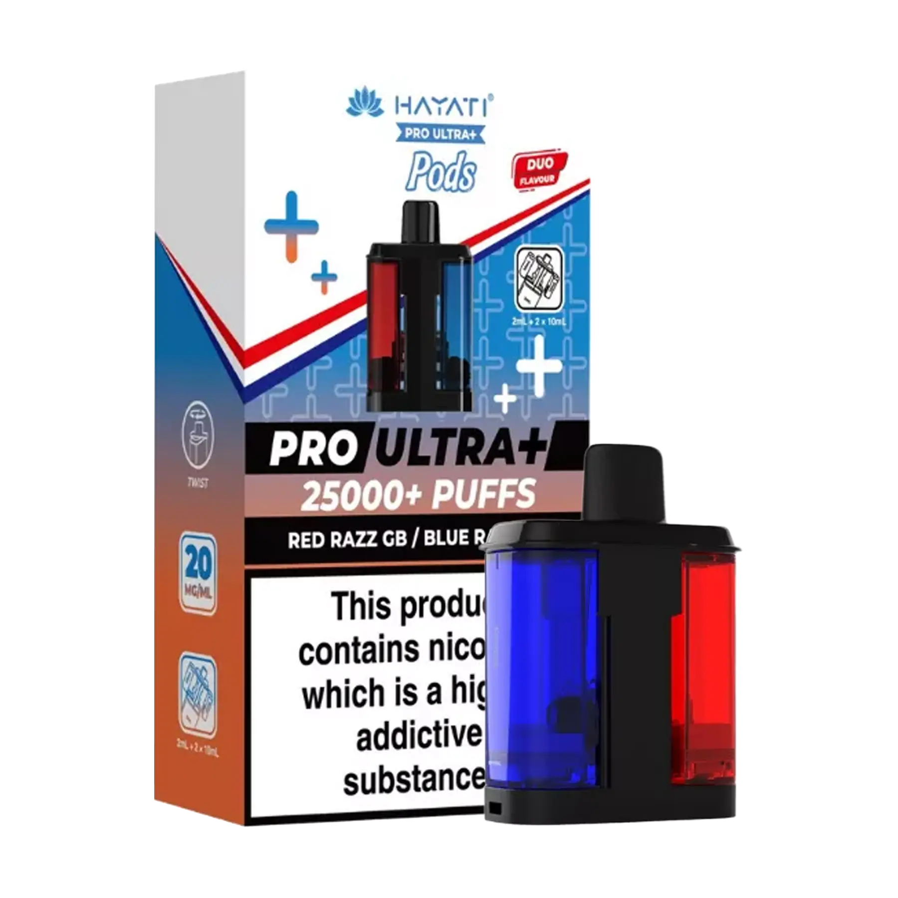 Hayati Pro Ultra 25k Replacement Pods - Red Razz GB Blue Razz
