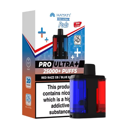 Hayati Pro Ultra 25k Replacement Pods - Red Razz GB Blue Razz
