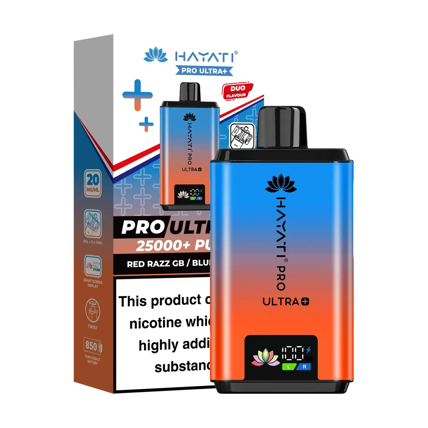 Hayati Pro Ultra 25K Prefilled Vape Kit - Red Razz GB Blueberry