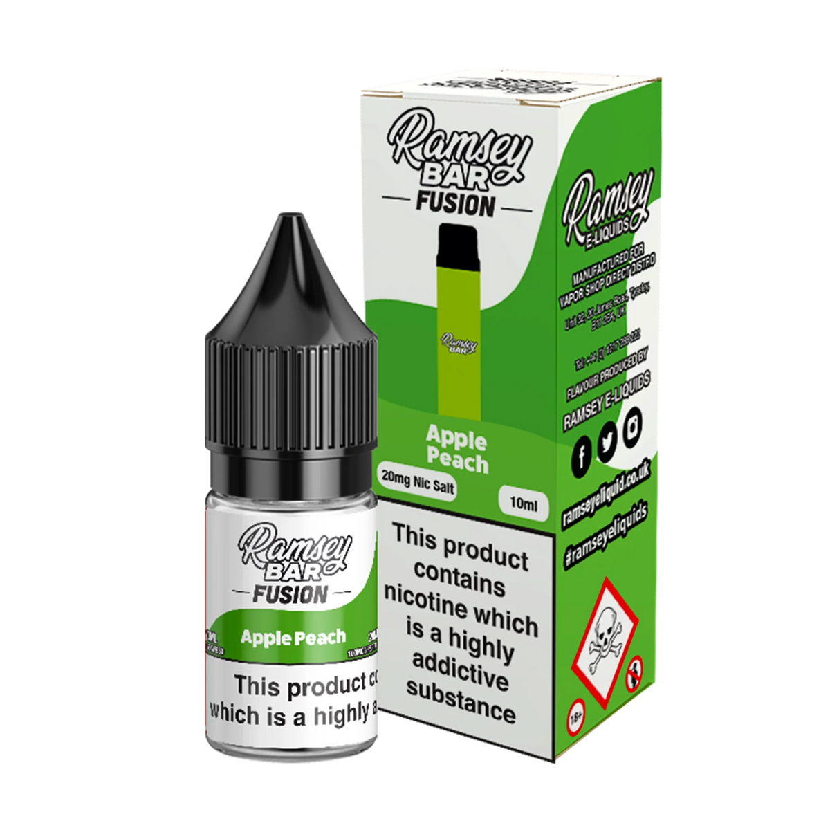 Ramsey Bar Fusion - Apple Peach 10ml E Liquid Nicotine Salt