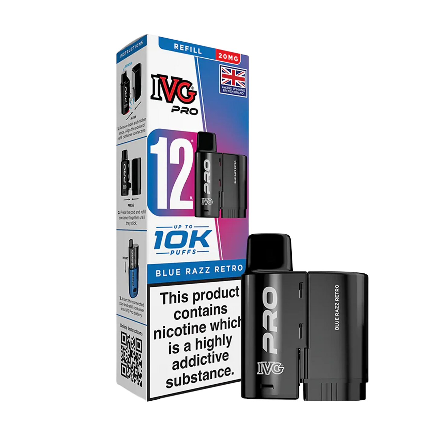 IVG Pro 12 Replacement Pods - Blue Razz Retro