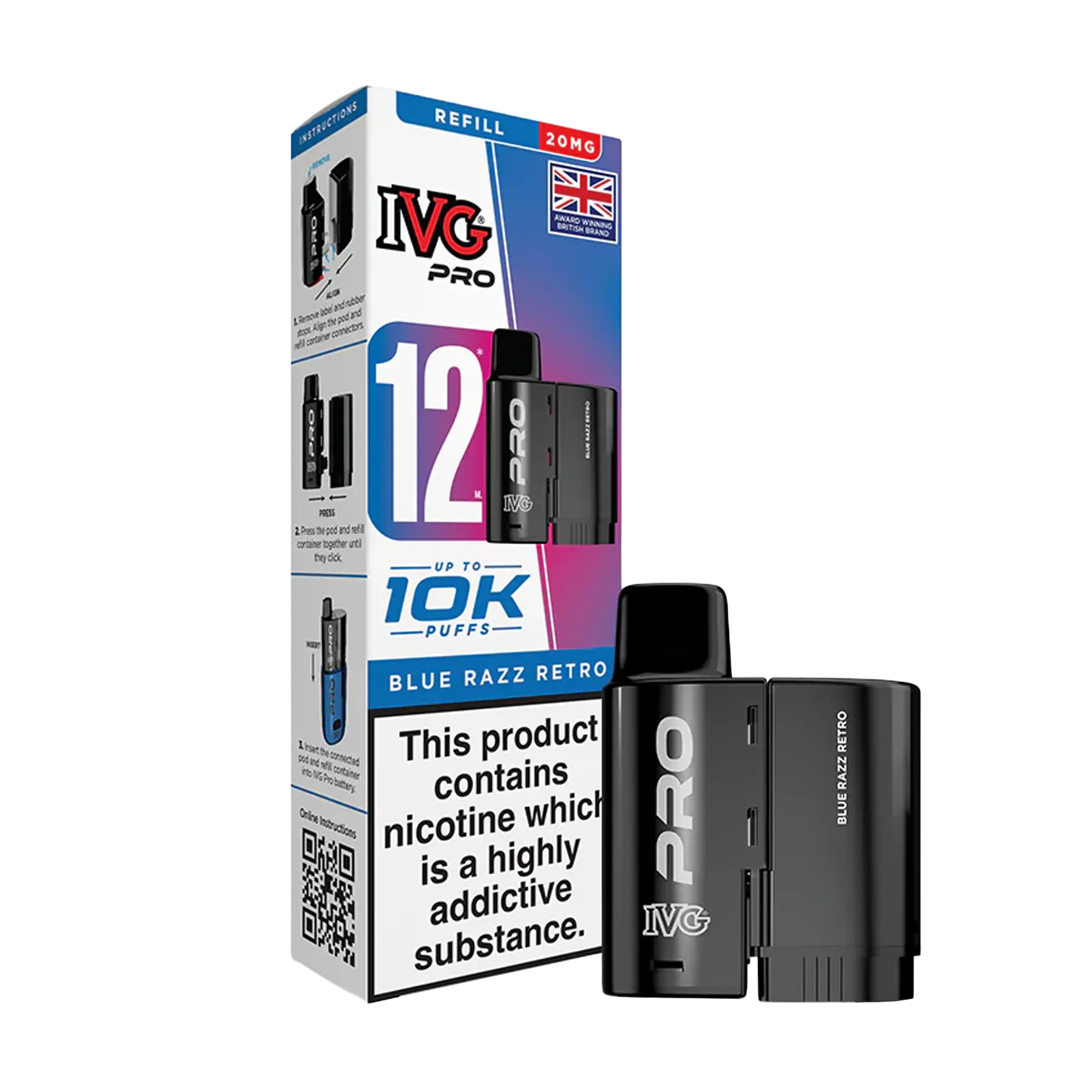 IVG Pro 12 Replacement Pods - Blue Razz Retro