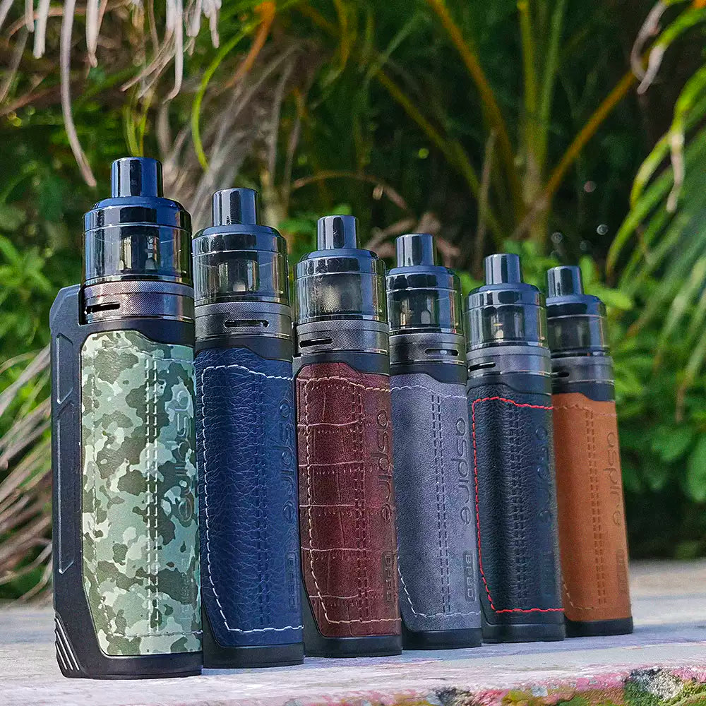 The Aspire AVP BP80 Kit is available in six colours; Charcoal Black, Granite Grey, Navy Blue, Reddish Brown, Retro Brown and Urban Camo.