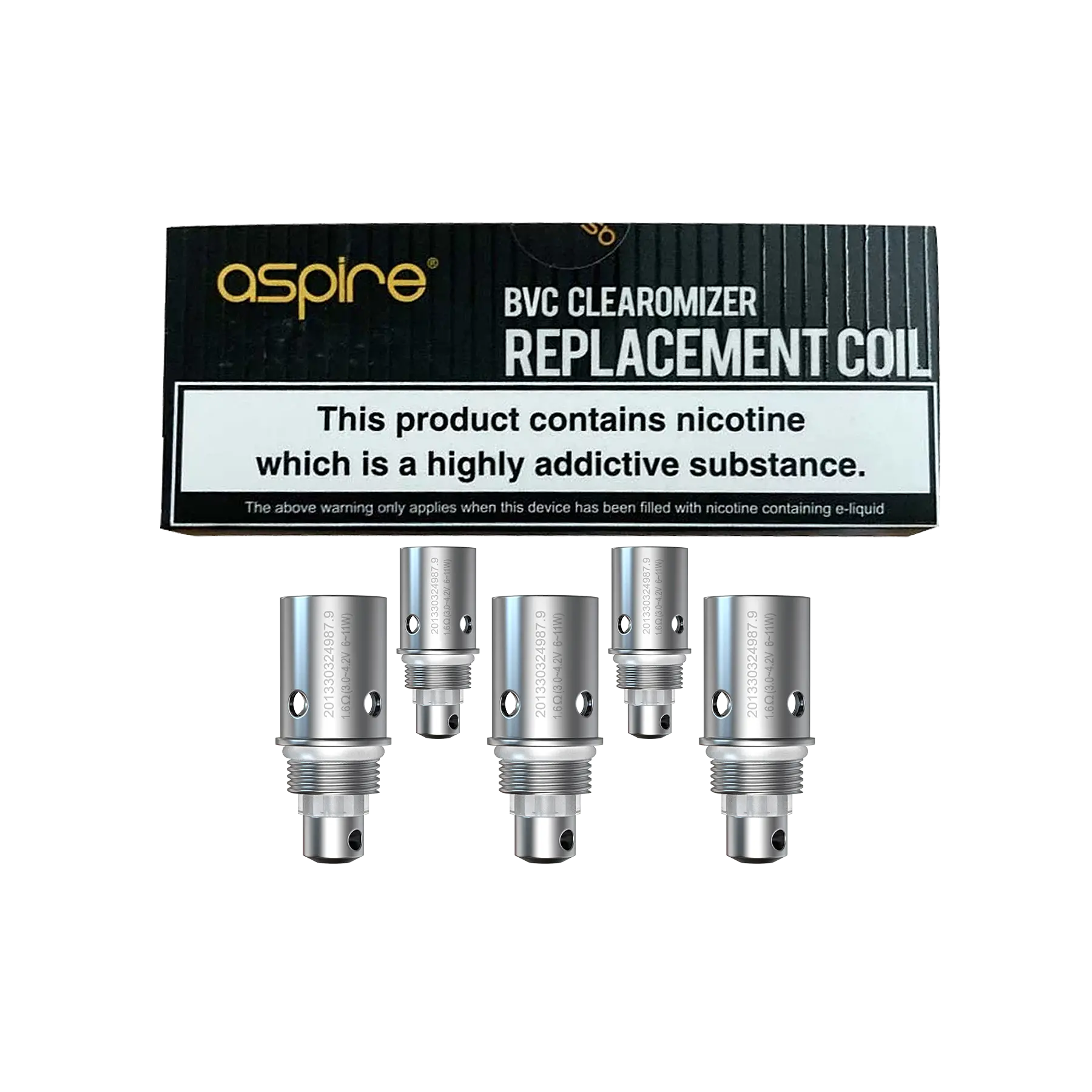 Aspire UK BVC 1.6 ohm Replacement Coils - 5 pack