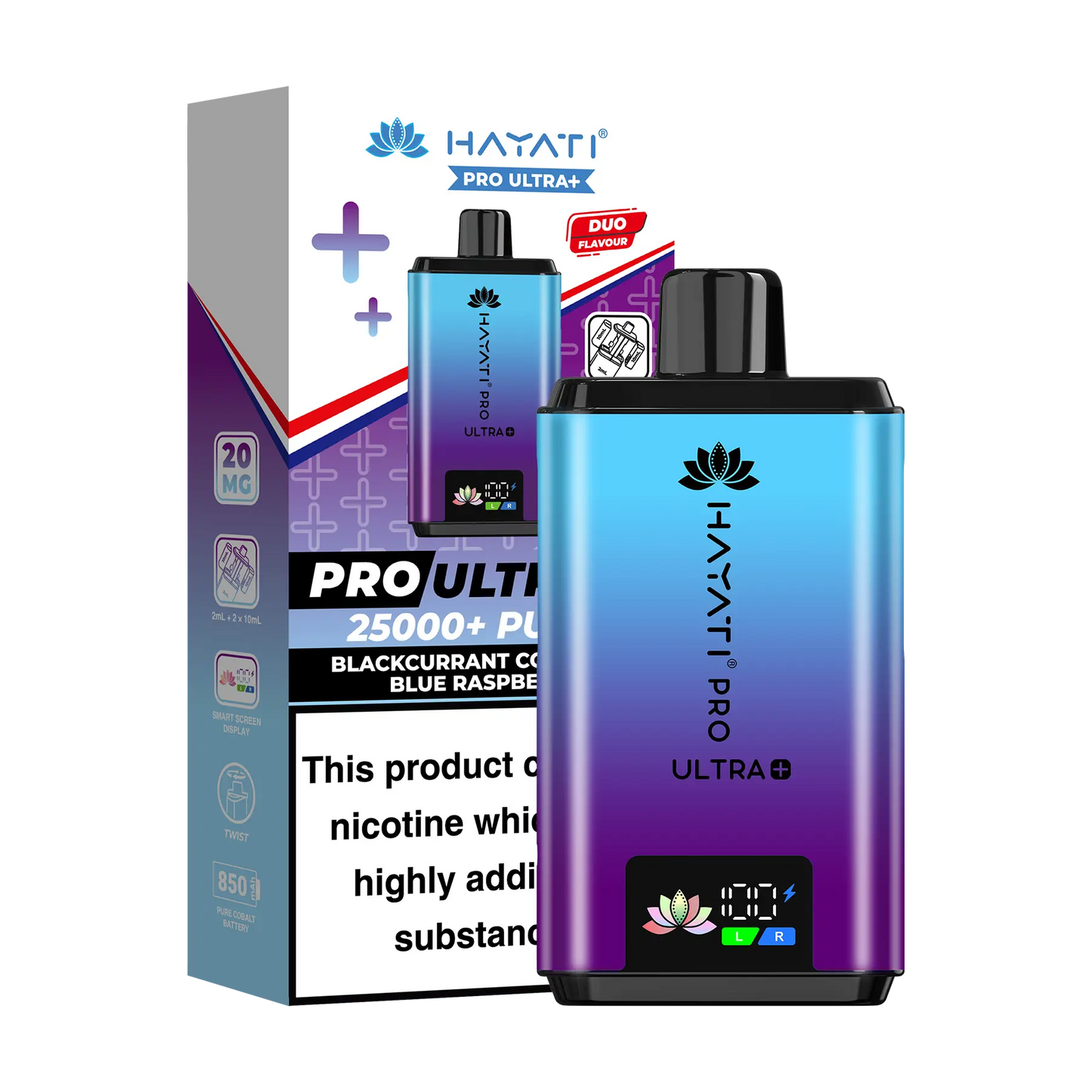 Hayati Pro Ultra 25K Prefilled Vape Kit - Blackcurrant Cotton K Blue Raspberry