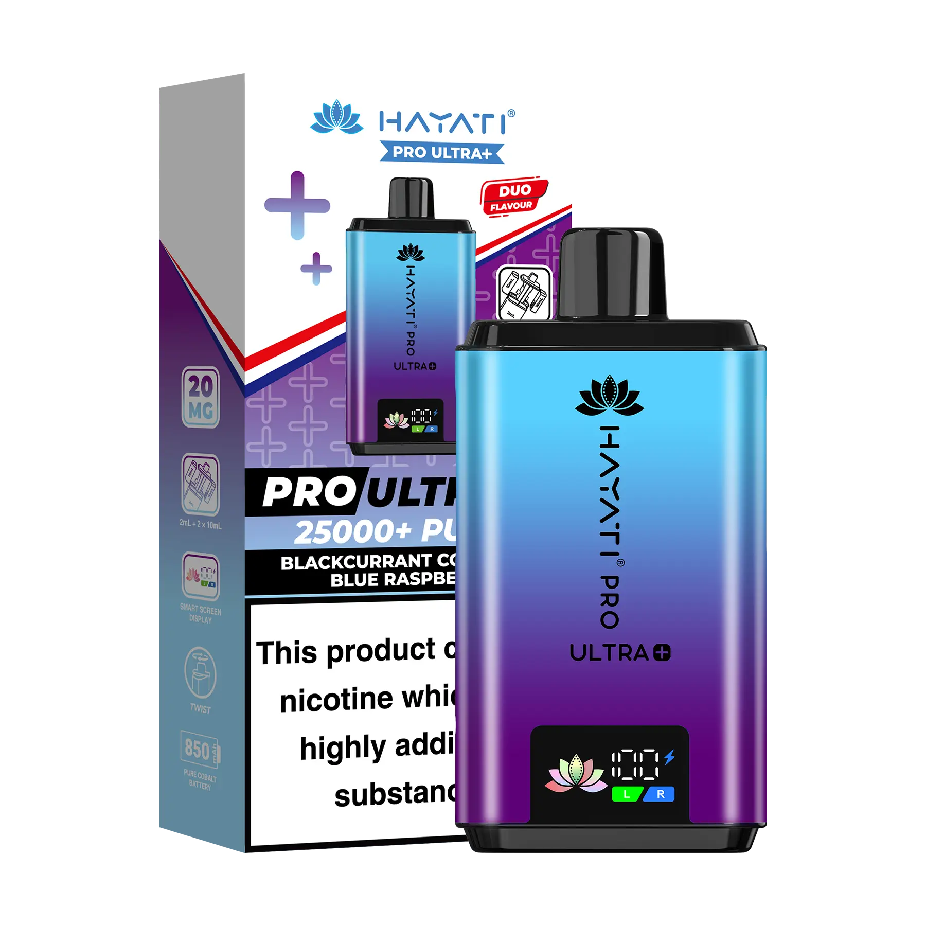 Hayati Pro Ultra 25K Prefilled Vape Kit - Blackcurrant Cotton K Blue Raspberry