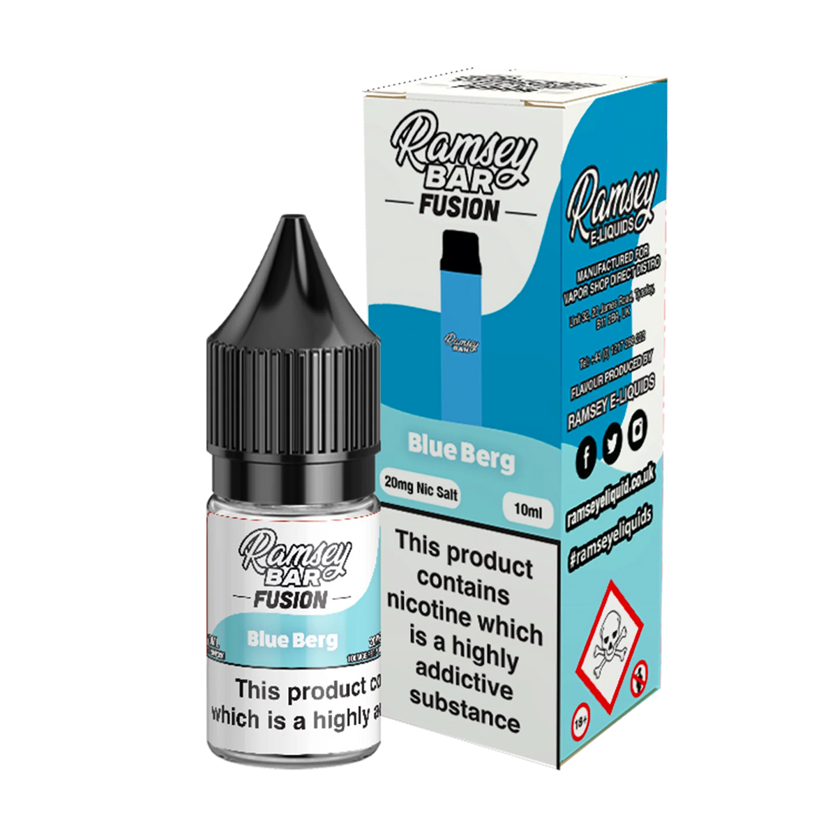 Ramsey Bar Fusion - Blueberg 10ml E Liquid Nicotine Salt