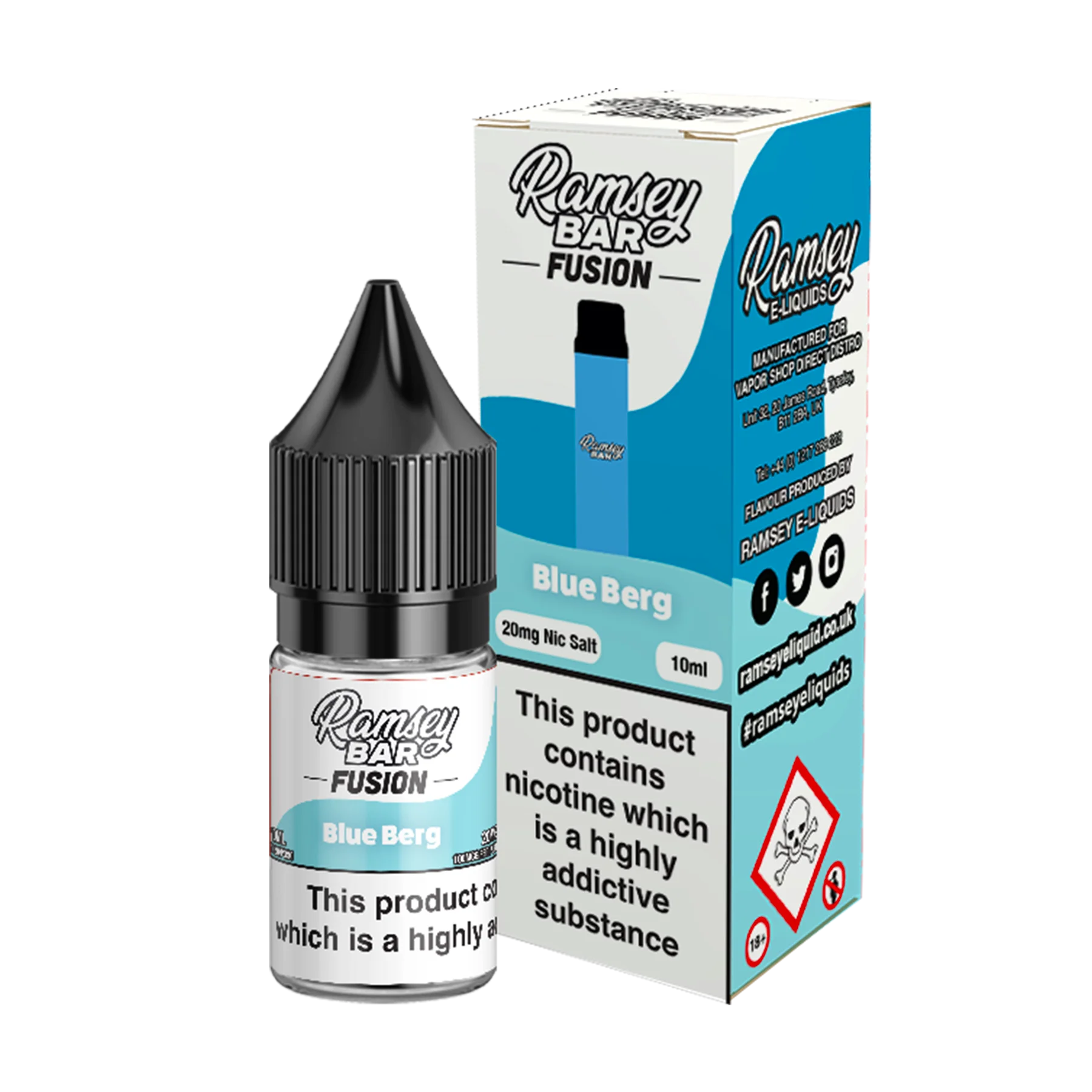 Ramsey Bar Fusion - Blueberg 10ml E Liquid Nicotine Salt