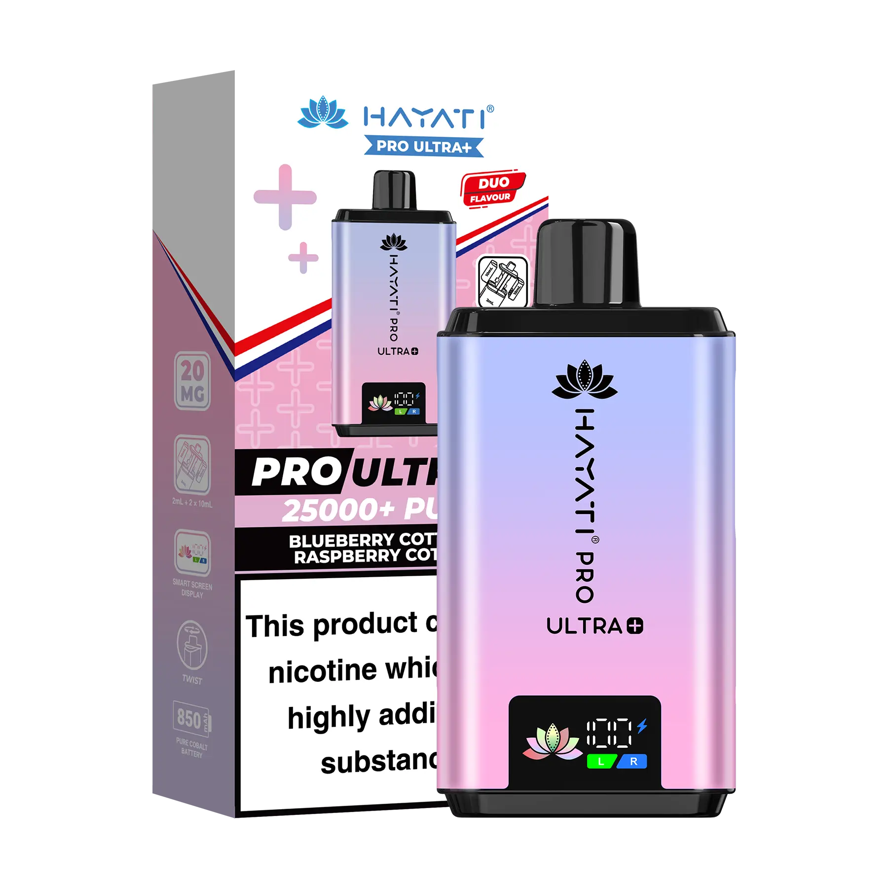 Hayati Pro Ultra 25K Prefilled Vape Kit - Blueberry Cotton K Raspberry