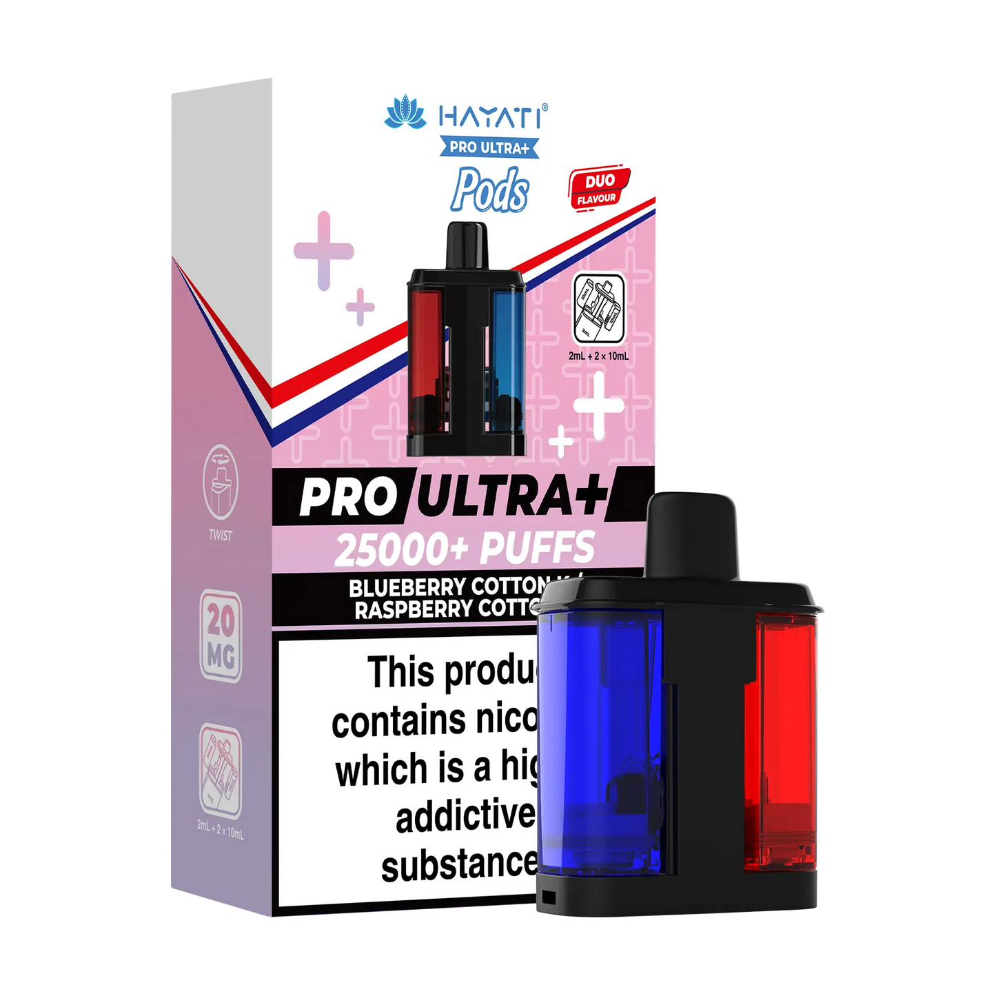 Hayati Pro Ultra 25k Replacement Pods - Blueberry Cotton K Raspberry