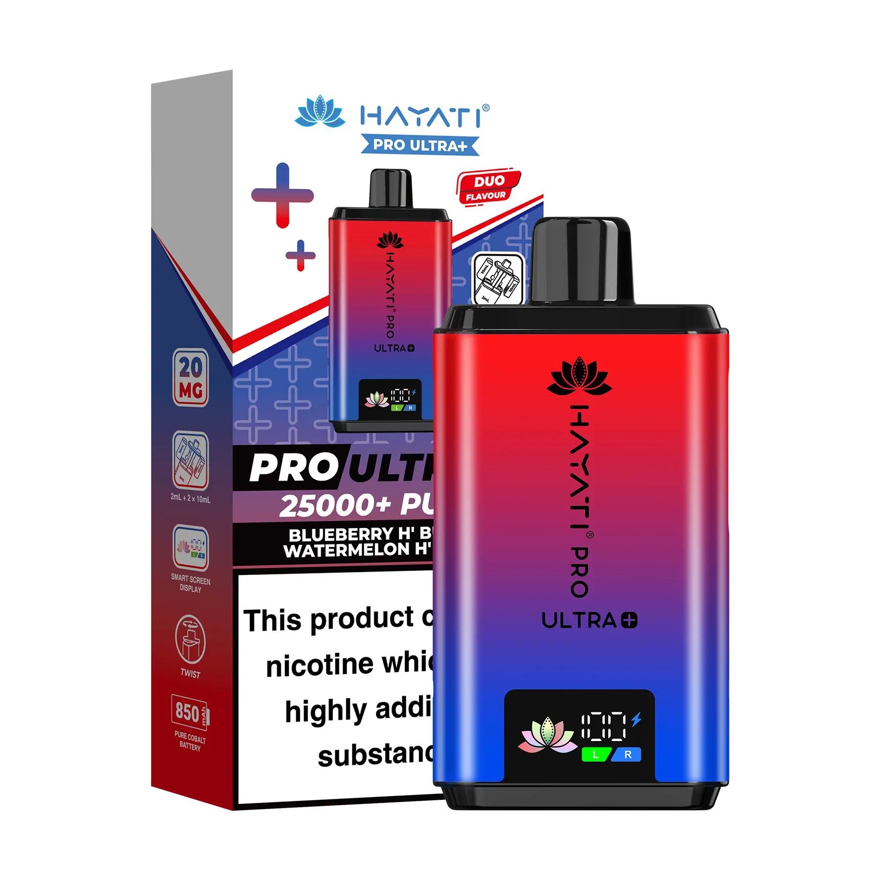 Hayati Pro Ultra 25K Prefilled Vape Kit - Blueberry H' Bubba Watermelon