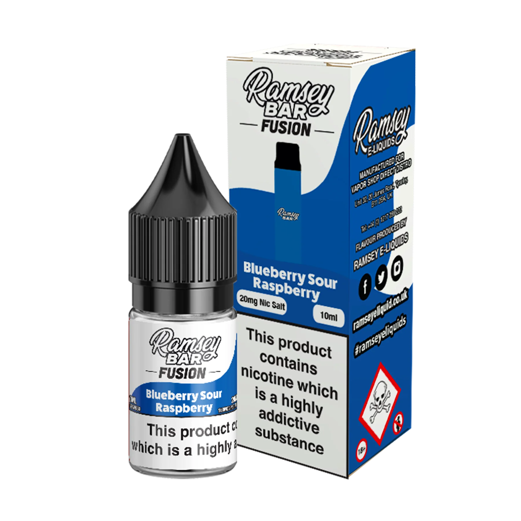 Ramsey Bar Fusion - Blueberry Sour Raspberry 10ml E Liquid Nicotine Salt