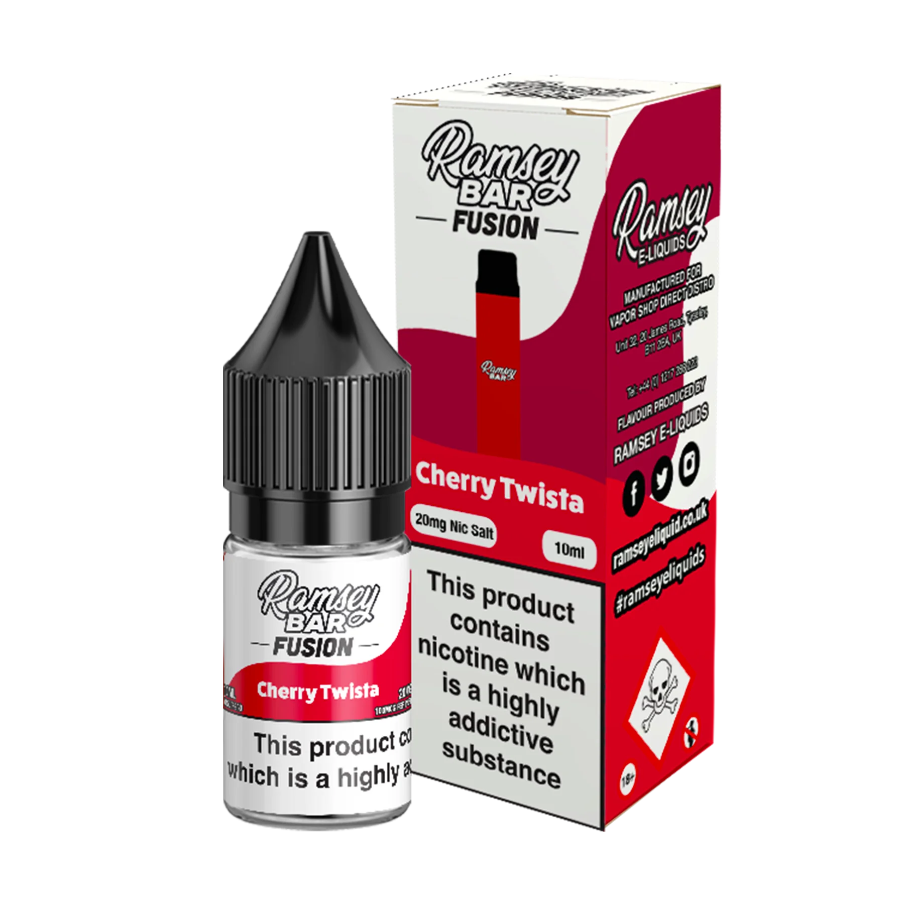 Ramsey Bar Fusion - Cherry Twista 10ml E Liquid Nicotine Salt