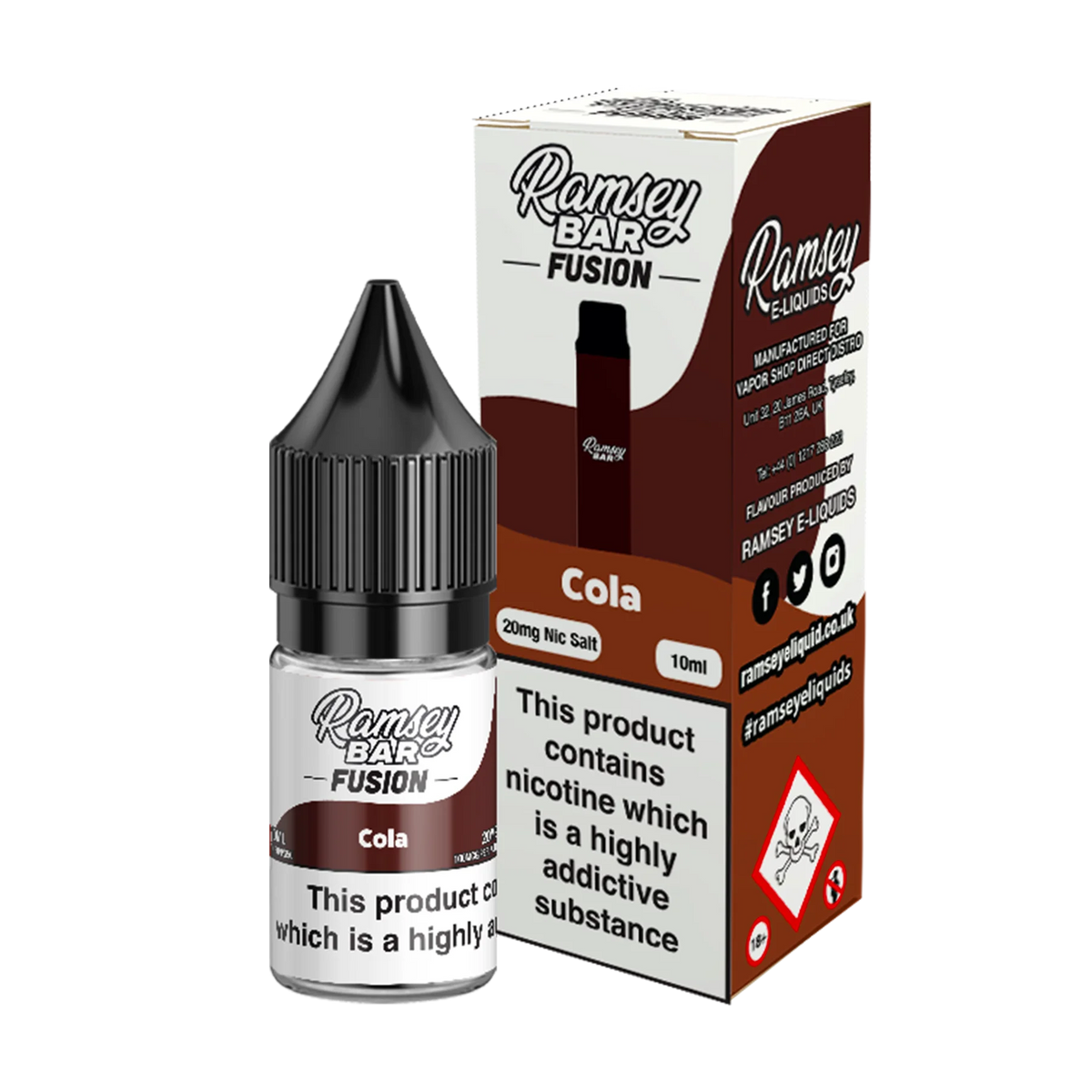 Ramsey Bar Fusion - Cola 10ml E Liquid Nicotine Salt