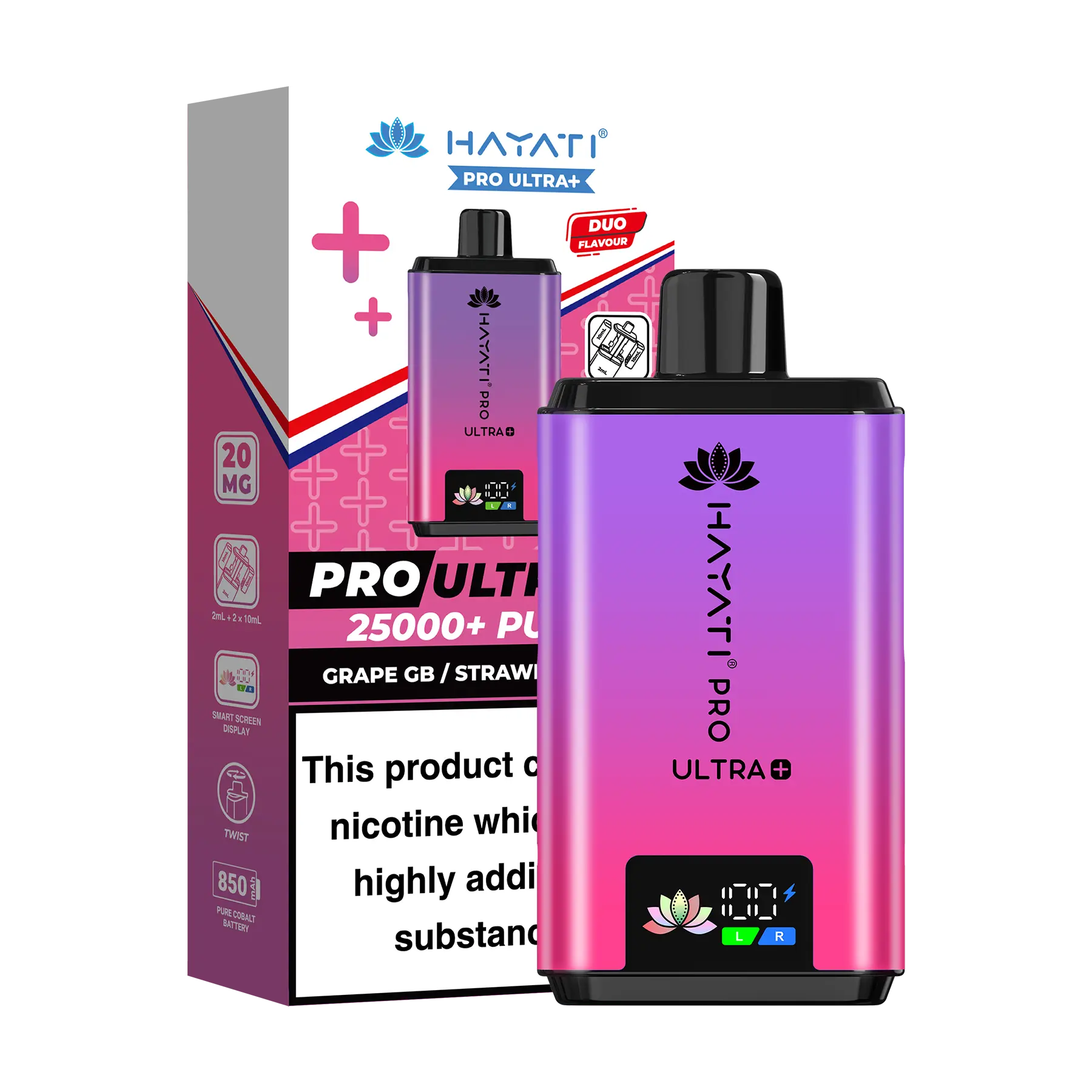 Hayati Pro Ultra 25K Prefilled Vape Kit - Grape GB Strawberry