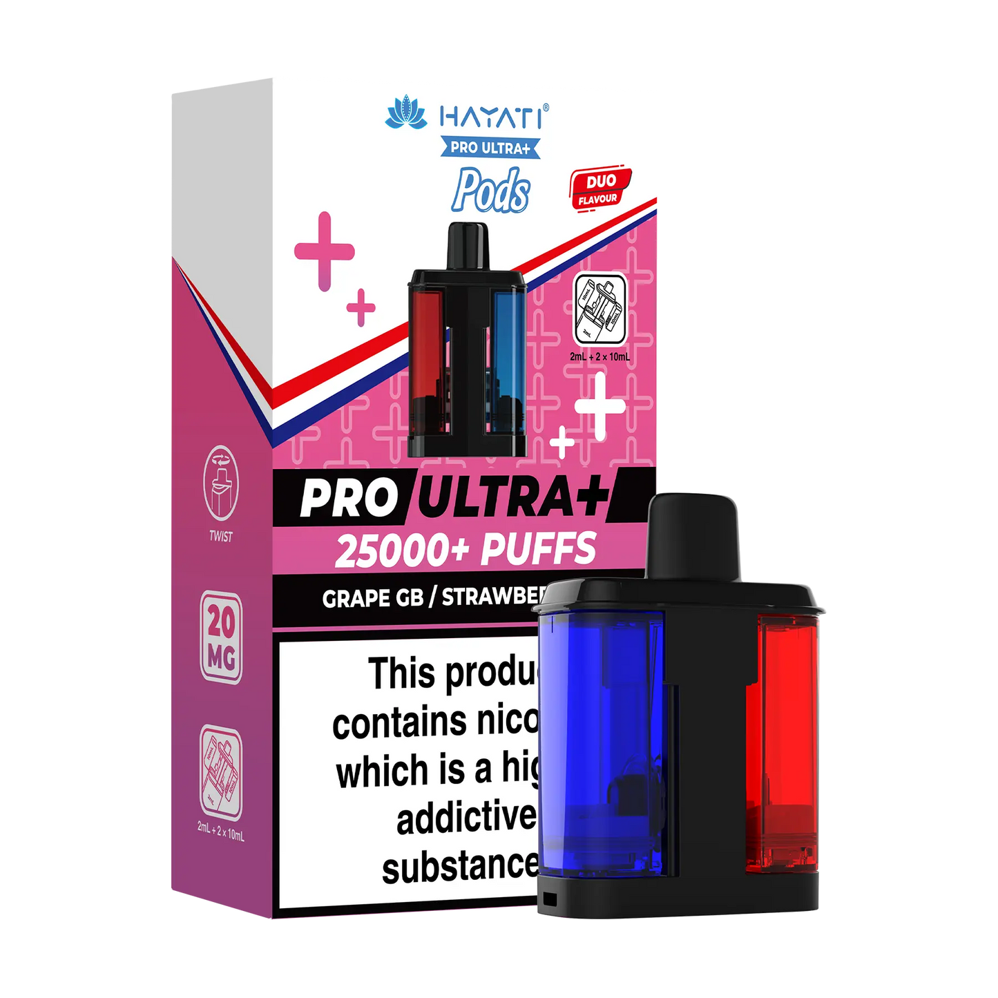Hayati Pro Ultra 25k Replacement Pods - Grape GB Strawberry