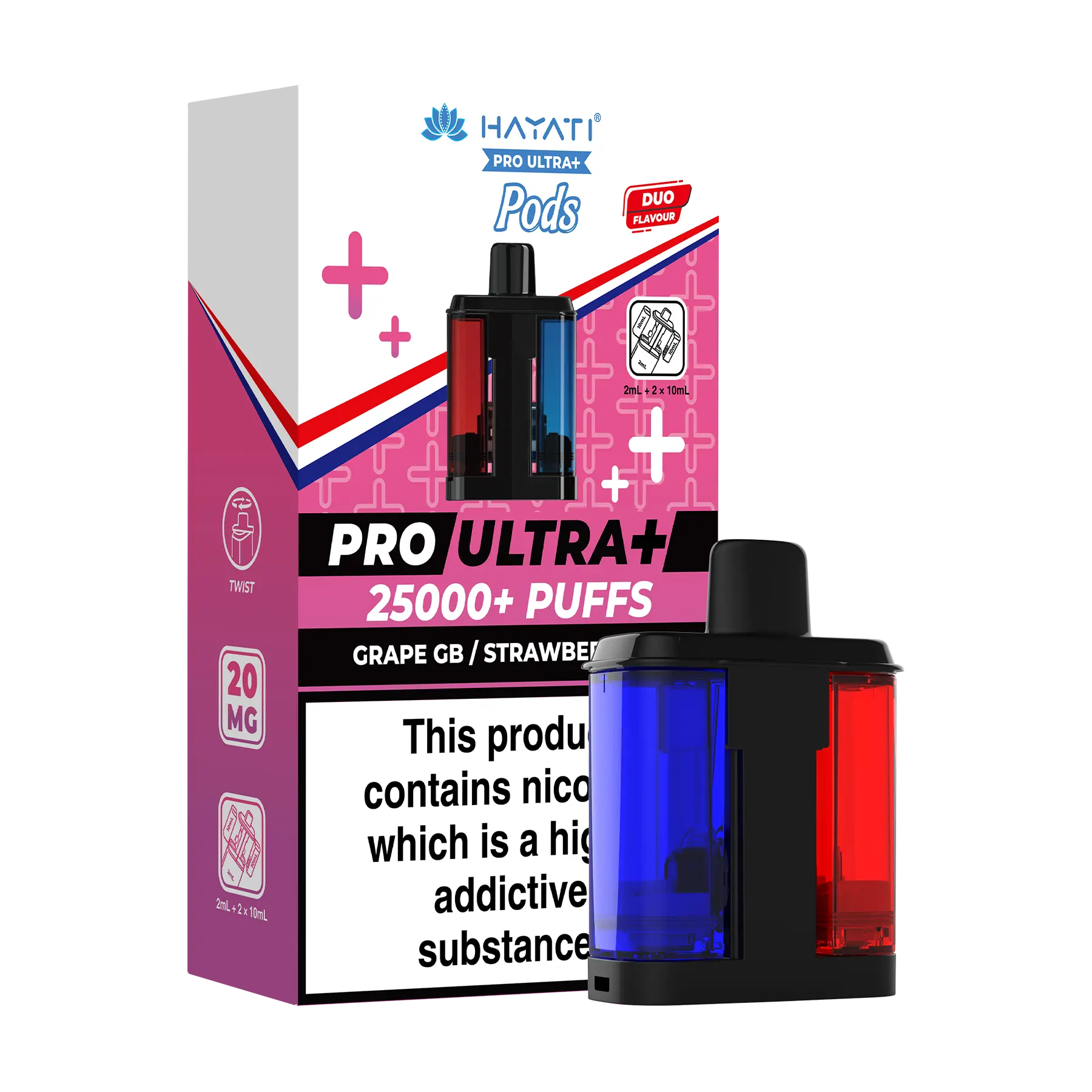 Hayati Pro Ultra 25k Replacement Pods - Grape GB Strawberry