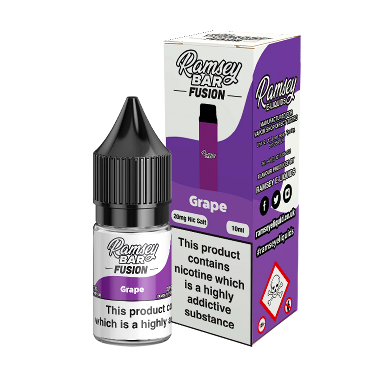 Ramsey Bar Fusion - Grape 10ml E Liquid Nicotine Salt