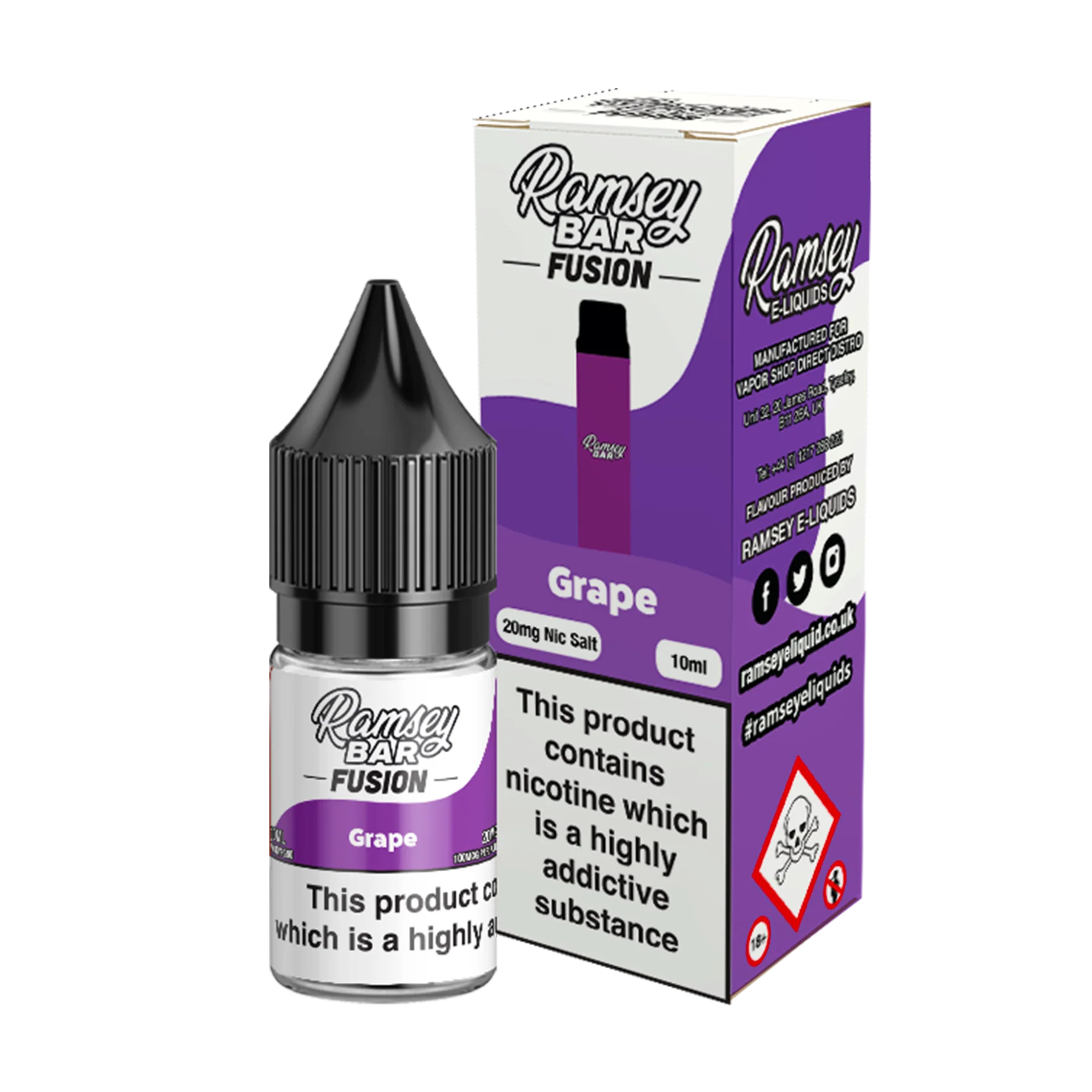 Ramsey Bar Fusion - Grape 10ml E Liquid Nicotine Salt