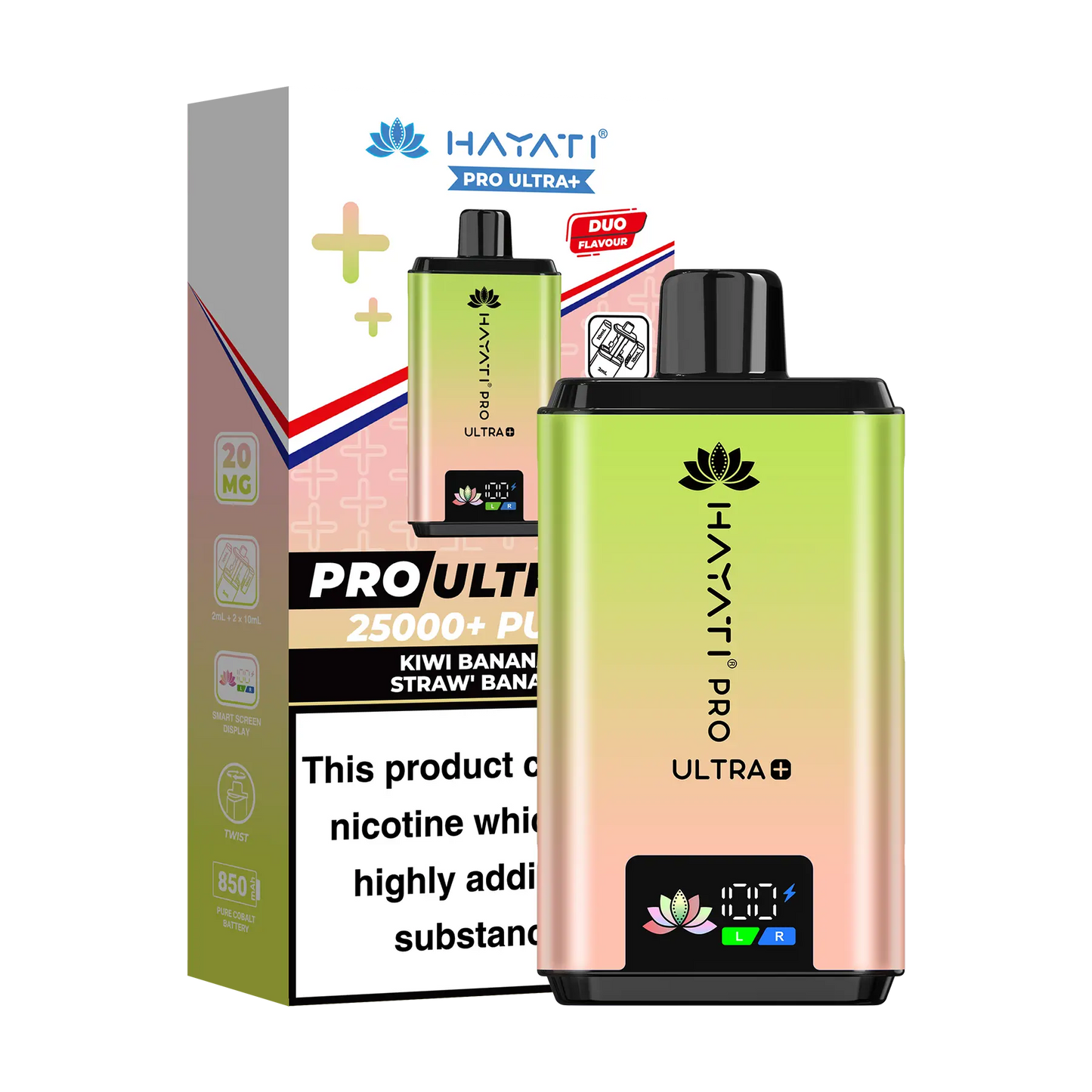 Hayati Pro Ultra 25K Prefilled Vape Kit - Kiwi Banana Straw Banana