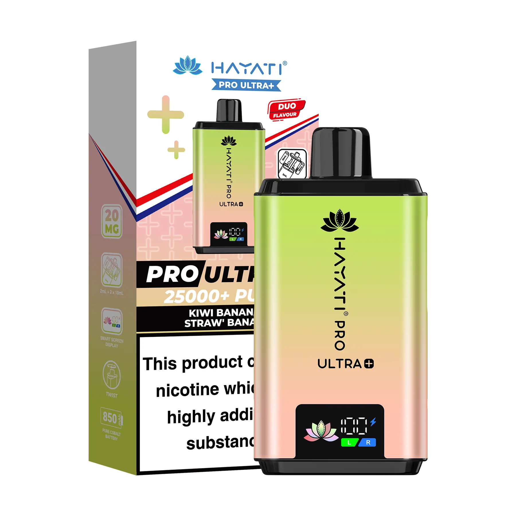 Hayati Pro Ultra 25K Prefilled Vape Kit - Kiwi Banana Straw Banana