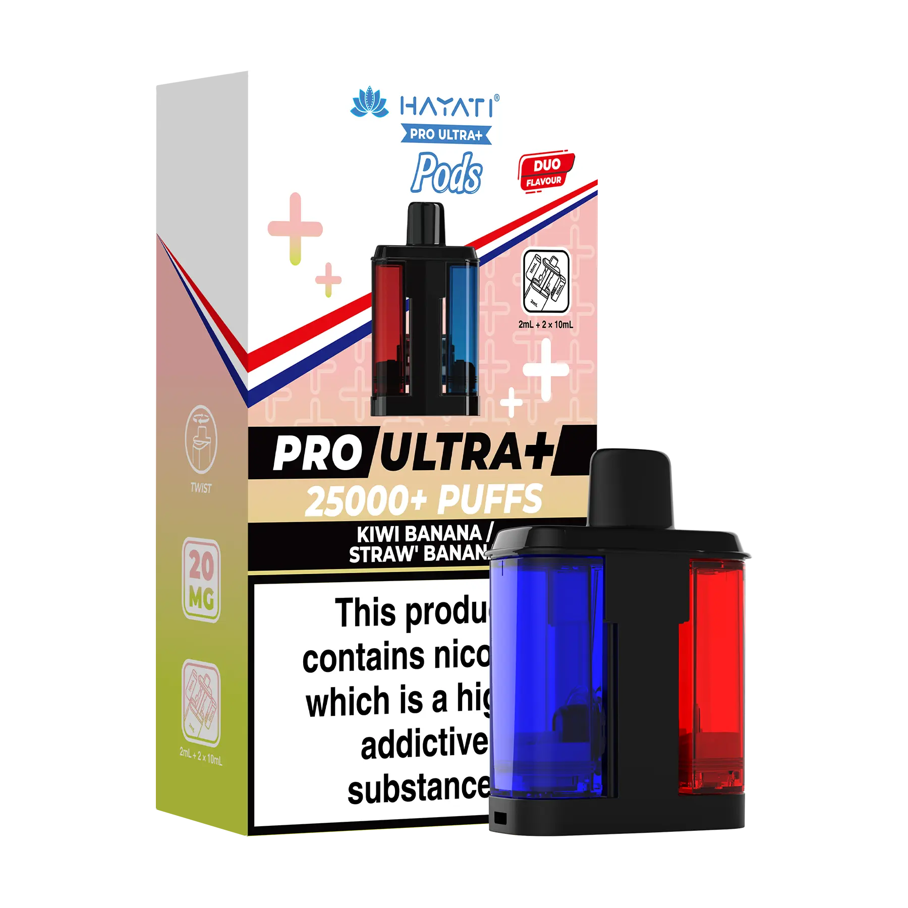 Hayati Pro Ultra 25k Replacement Pods - Kiwi Banana Strawberry