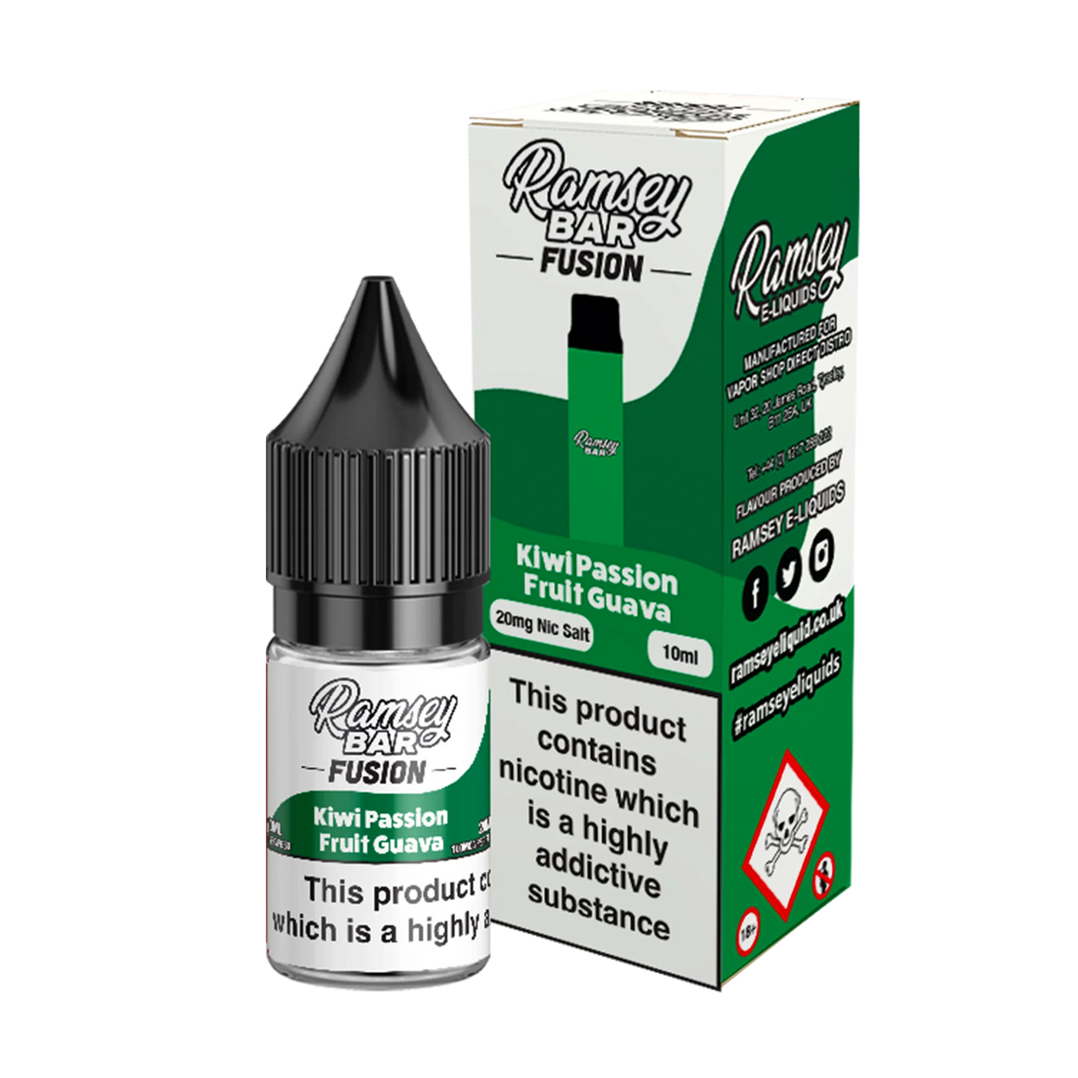 Ramsey Bar Fusion - Kiwi Passionfruit Guava 10ml E Liquid Nicotine Salt