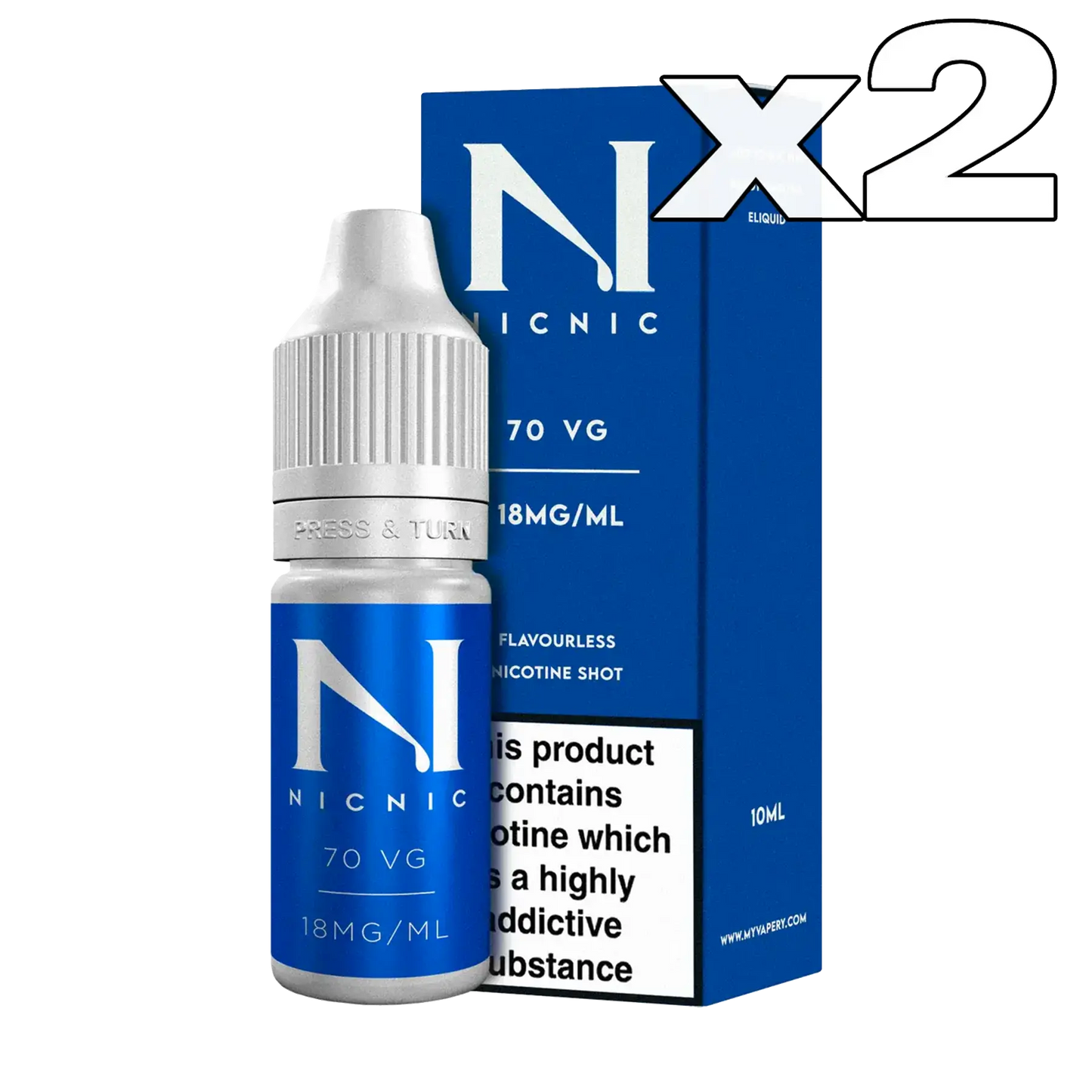 2x Nic Nic 10ml 18mg 70/30 Nicotine Shot