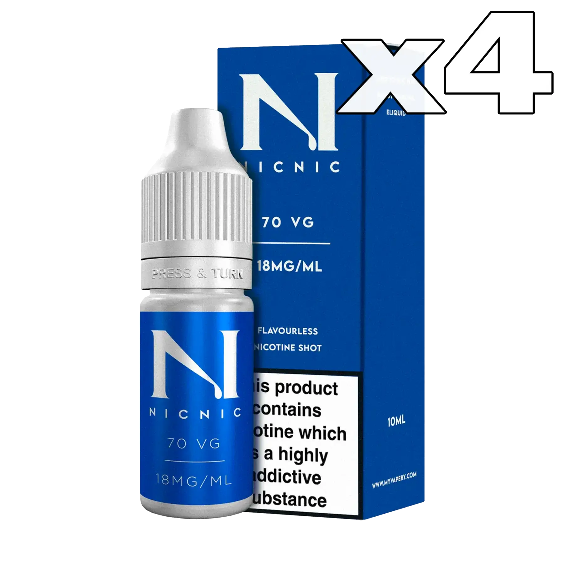 4x Nic Nic 10ml 18mg 70/30 Nicotine Shot