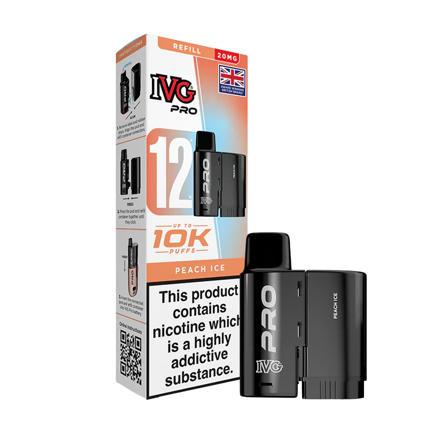 IVG Pro 12 Replacement Pods - Peach Ice