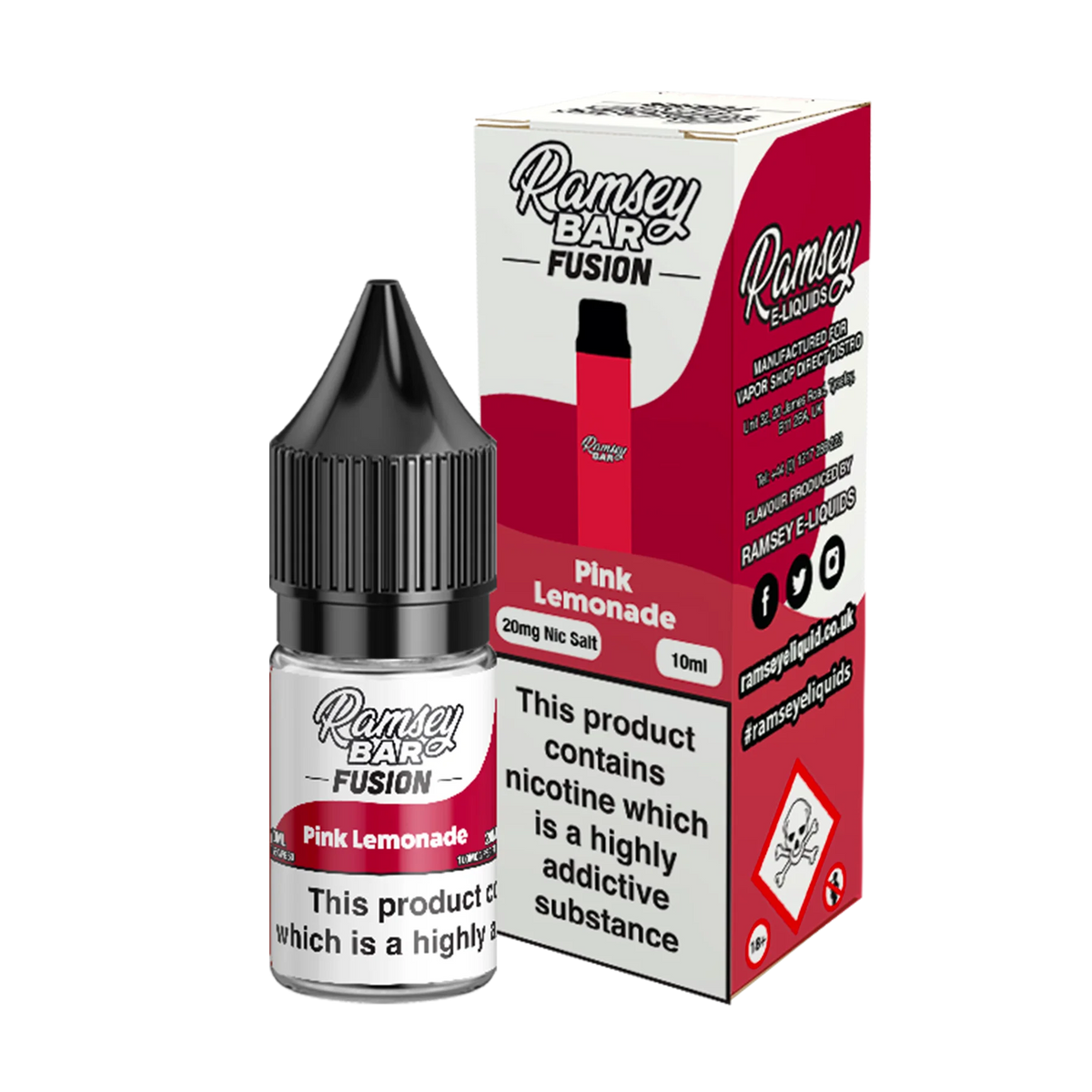 Ramsey Bar Fusion - Pink Lemonade 10ml E Liquid Nicotine Salt