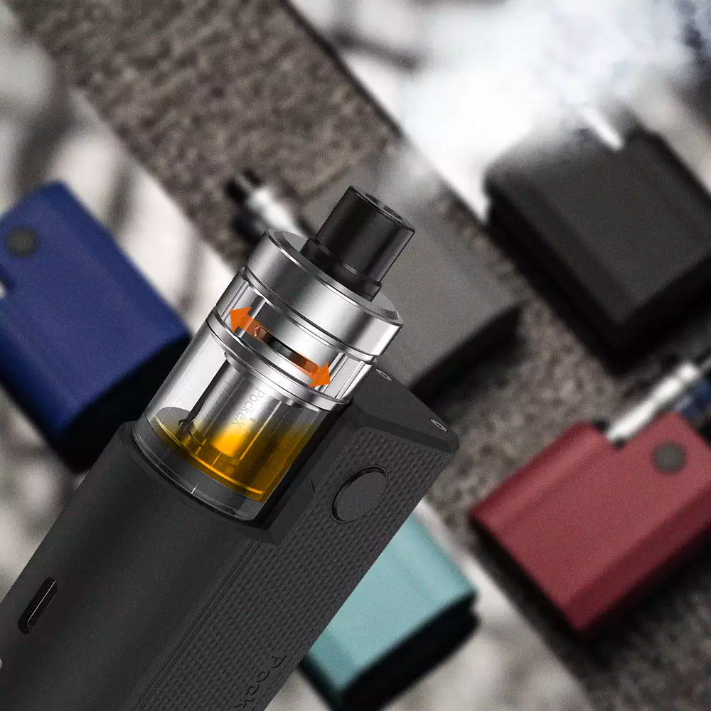 The airflow control ring allows you to adjust for either a smoother airflow or a tighter draw. The rectangular air inlet at the top of the tank coupled with the unique U-shaped circulation airflow greatly improves airflow efficiency.