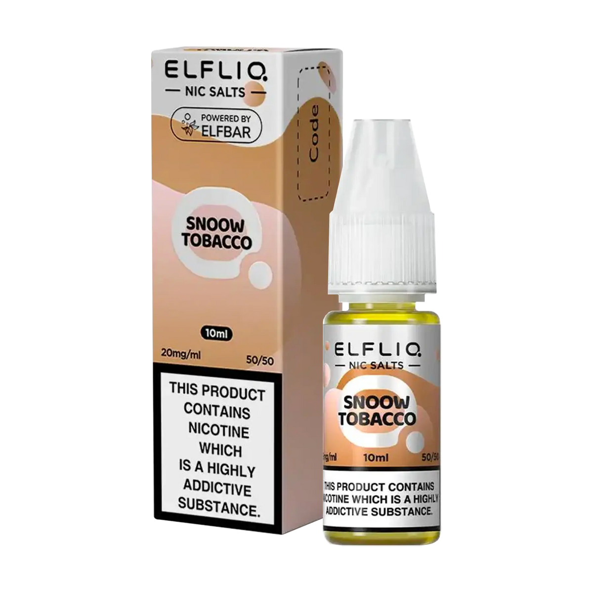 Elfliq: The Official Elf Bar Liquid - Snoow Tobacco 10ml E-Liquid Nicotine Salt